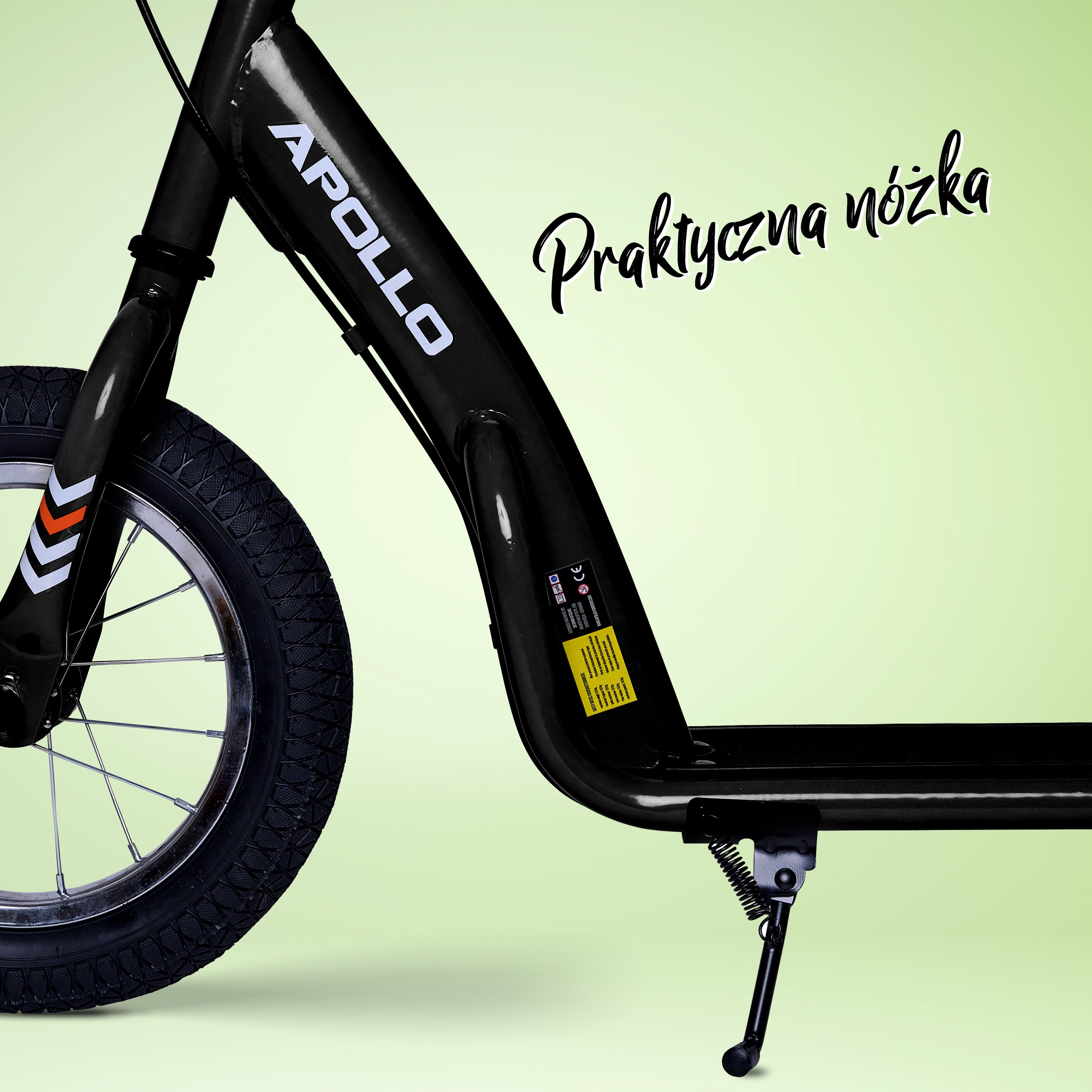 Apollo - Retro hulajnoga Paradise z oponami pneumatycznymi 12,5 cala - Czarny