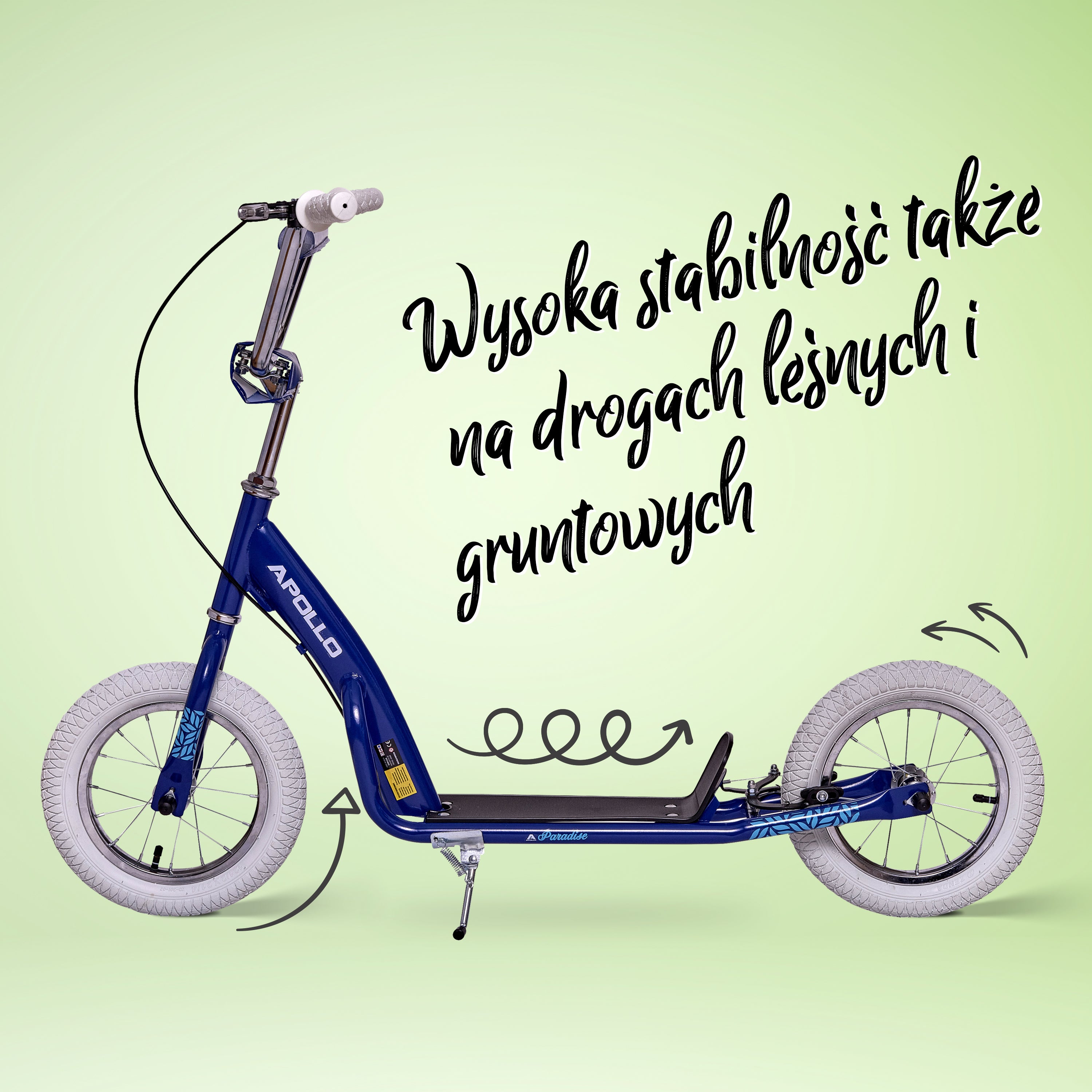 Apollo - Retro hulajnoga Paradise z oponami pneumatycznymi 12,5 cala - Niebieski