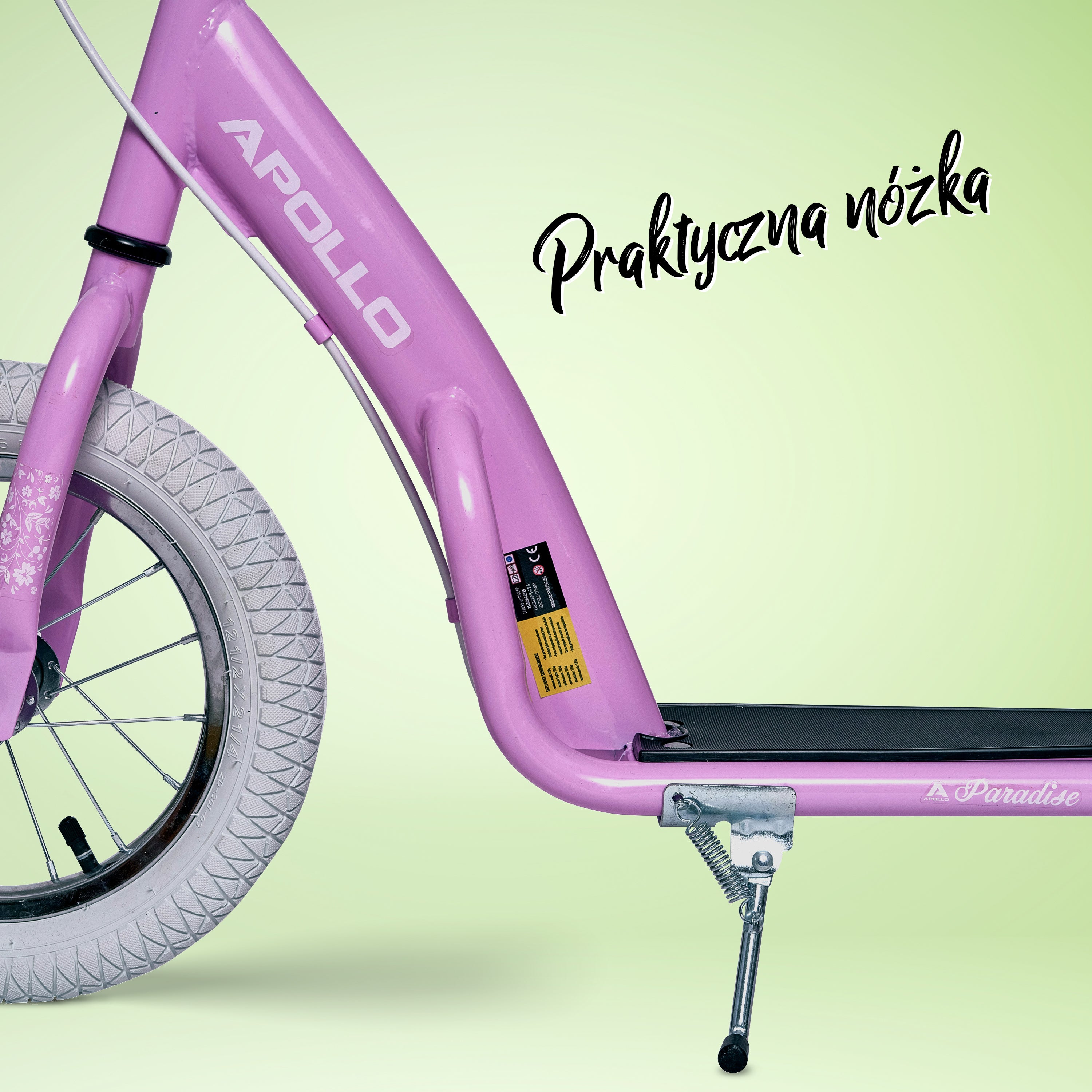 Apollo - Retro hulajnoga Paradise z oponami pneumatycznymi 12,5 cala - Różowy