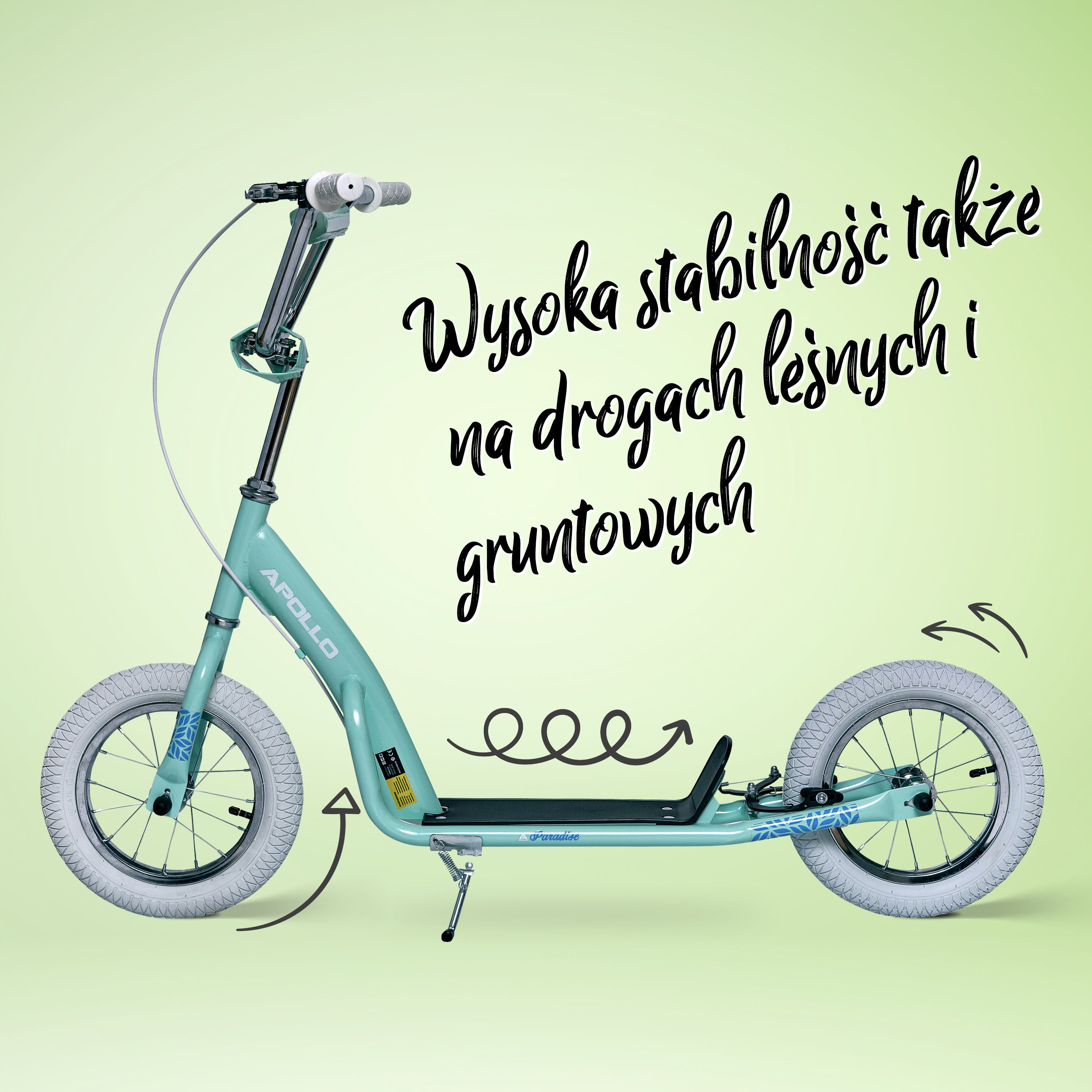 Apollo - Retro hulajnoga Paradise z oponami pneumatycznymi 12,5 cala - Jasnoniebieski