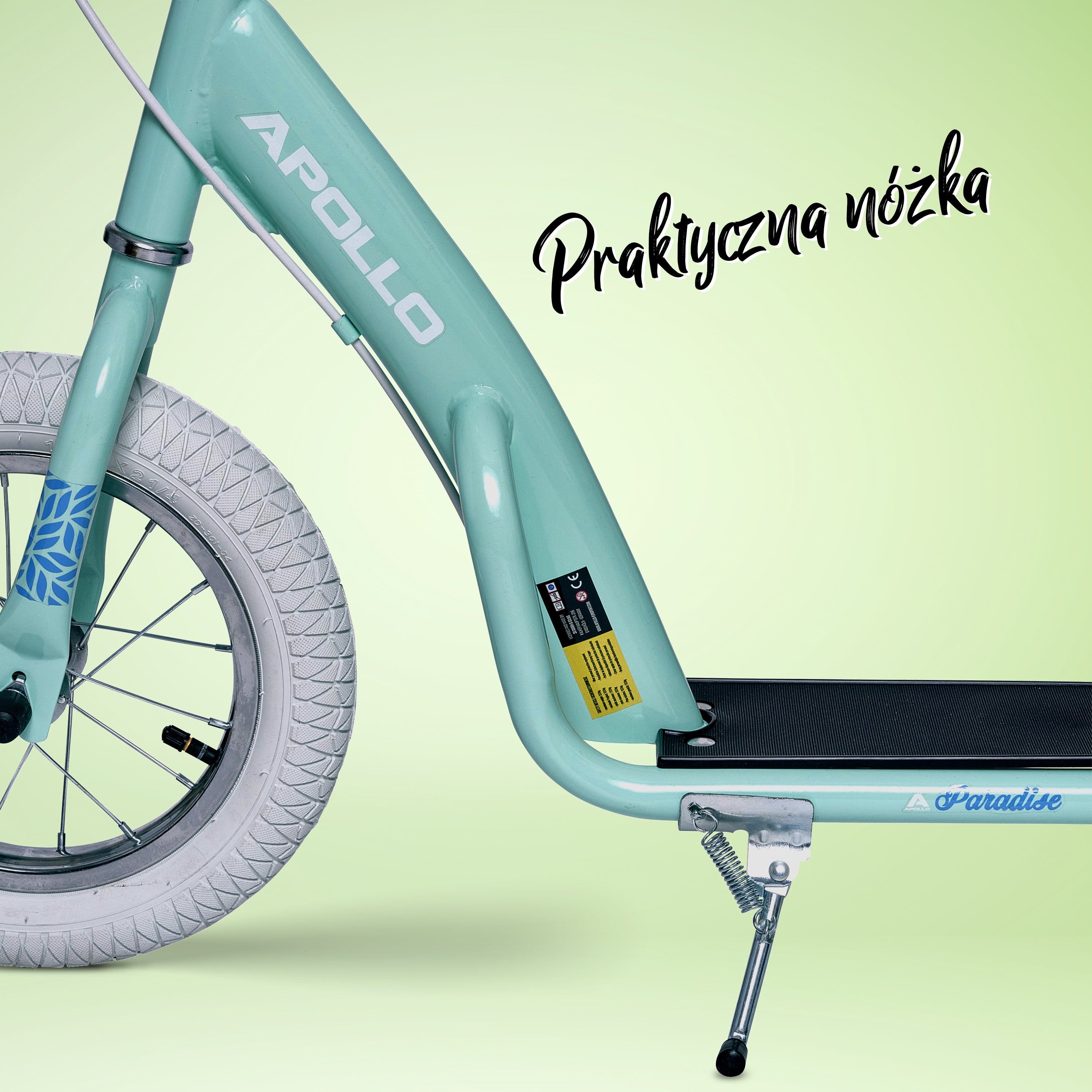 Apollo - Retro hulajnoga Paradise z oponami pneumatycznymi 12,5 cala - Jasnoniebieski