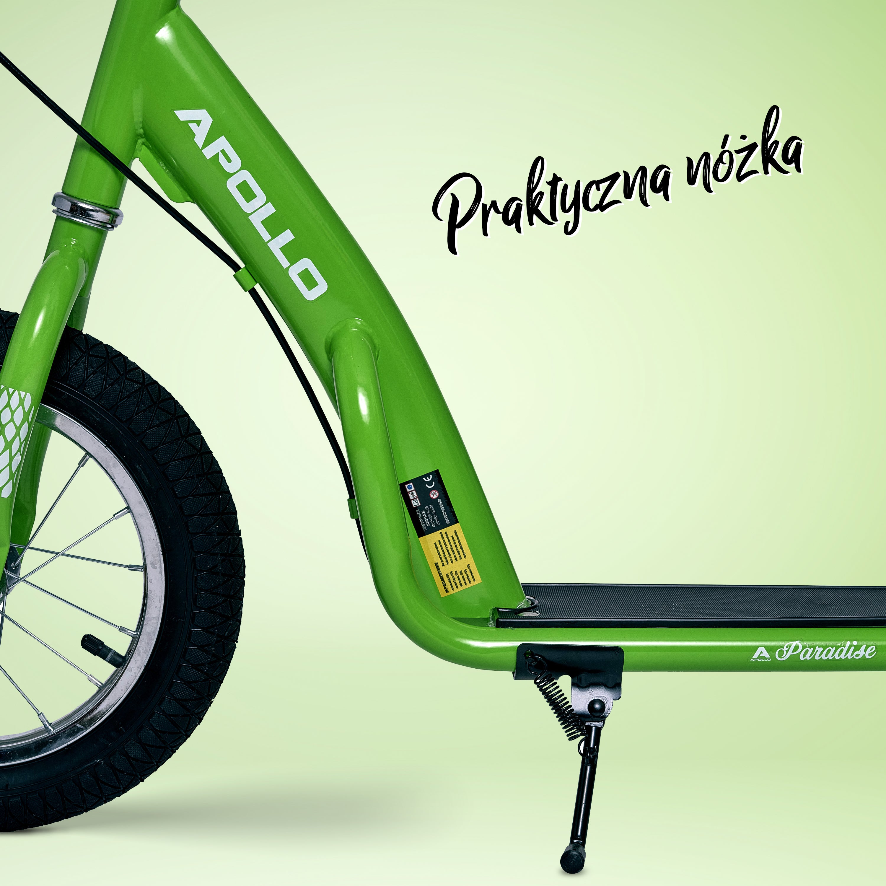 Apollo - Retro hulajnoga Paradise z oponami pneumatycznymi 12,5 cala - Zielony
