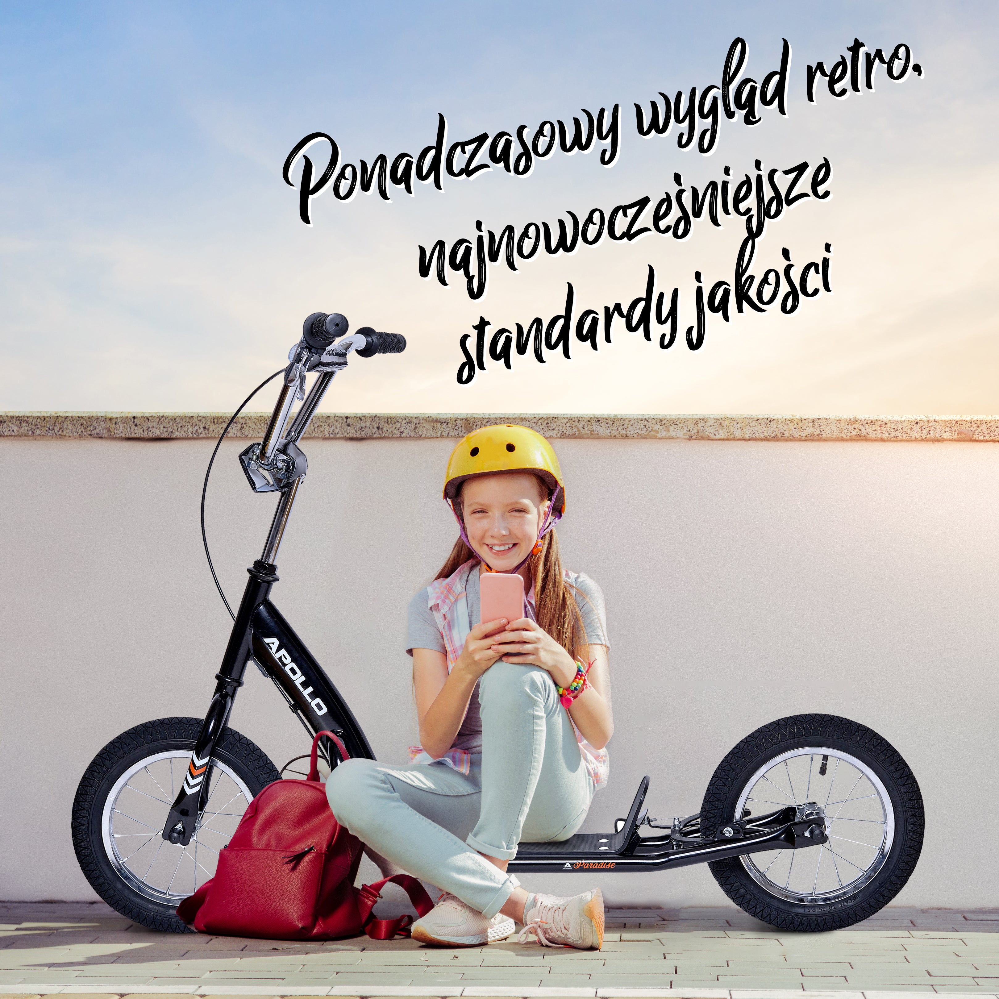 Apollo - Retro hulajnoga Paradise z oponami pneumatycznymi 12,5 cala - Zielony