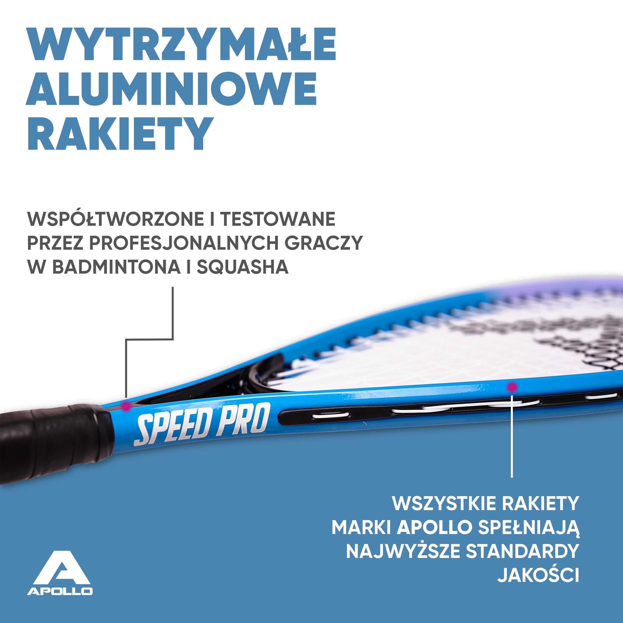 Apollo - Zestaw do speed badmintona - w tym torba, 2 rakiety, lotki - Niebieski