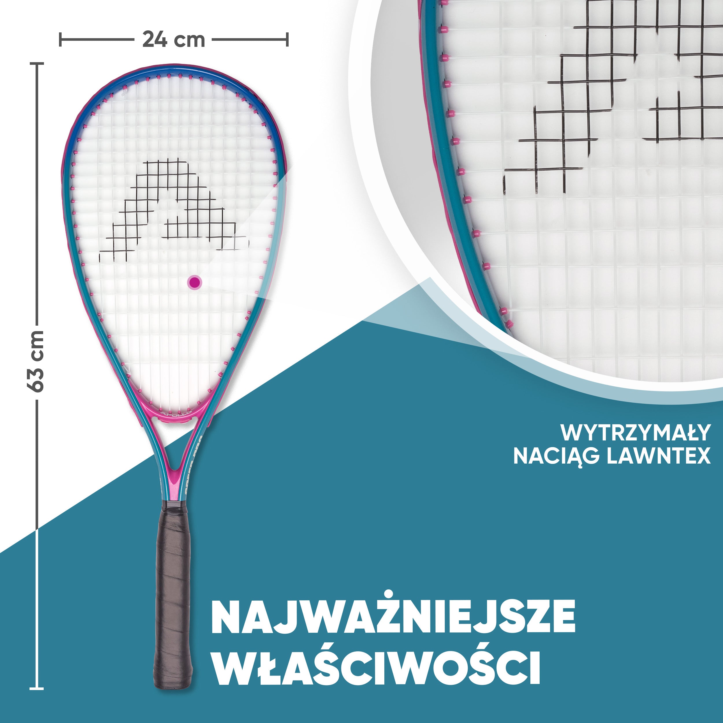 Apollo - Zestaw do speed badmintona - w tym torba, 2 rakiety, lotki - Niebieski Różowy