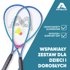 Apollo - Zestaw do speed badmintona - w tym torba, 2 rakiety, lotki - Niebieski Różowy