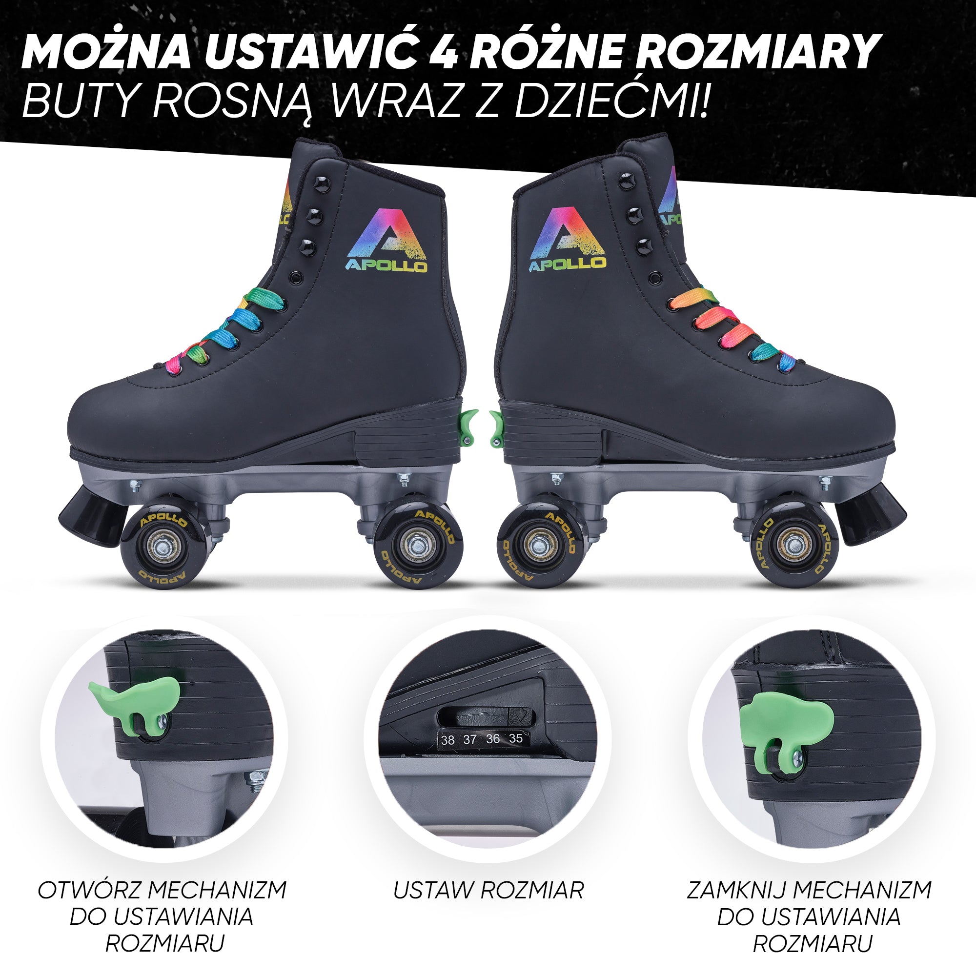 Apollo - Classic Roller wrotki dla dzieci i dorosłych - Rodeo Drive - L (39-42)