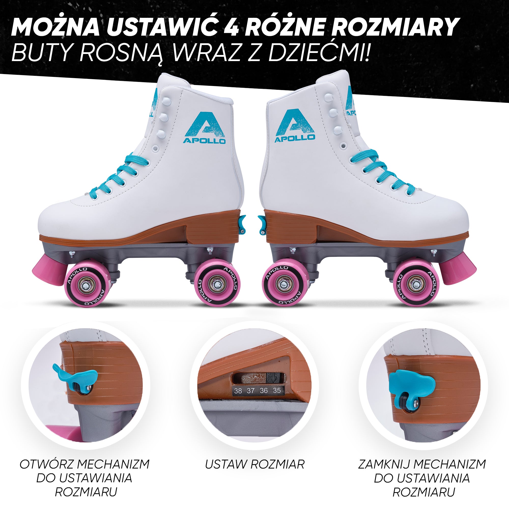 Apollo - Classic Roller wrotki dla dzieci i dorosłych - Venus - L (39-42)