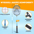 Apollo - Zestaw do badmintona Match Pro 800 – w zestawie: torba, 2 rakiety, lotki - Niebieski Szary