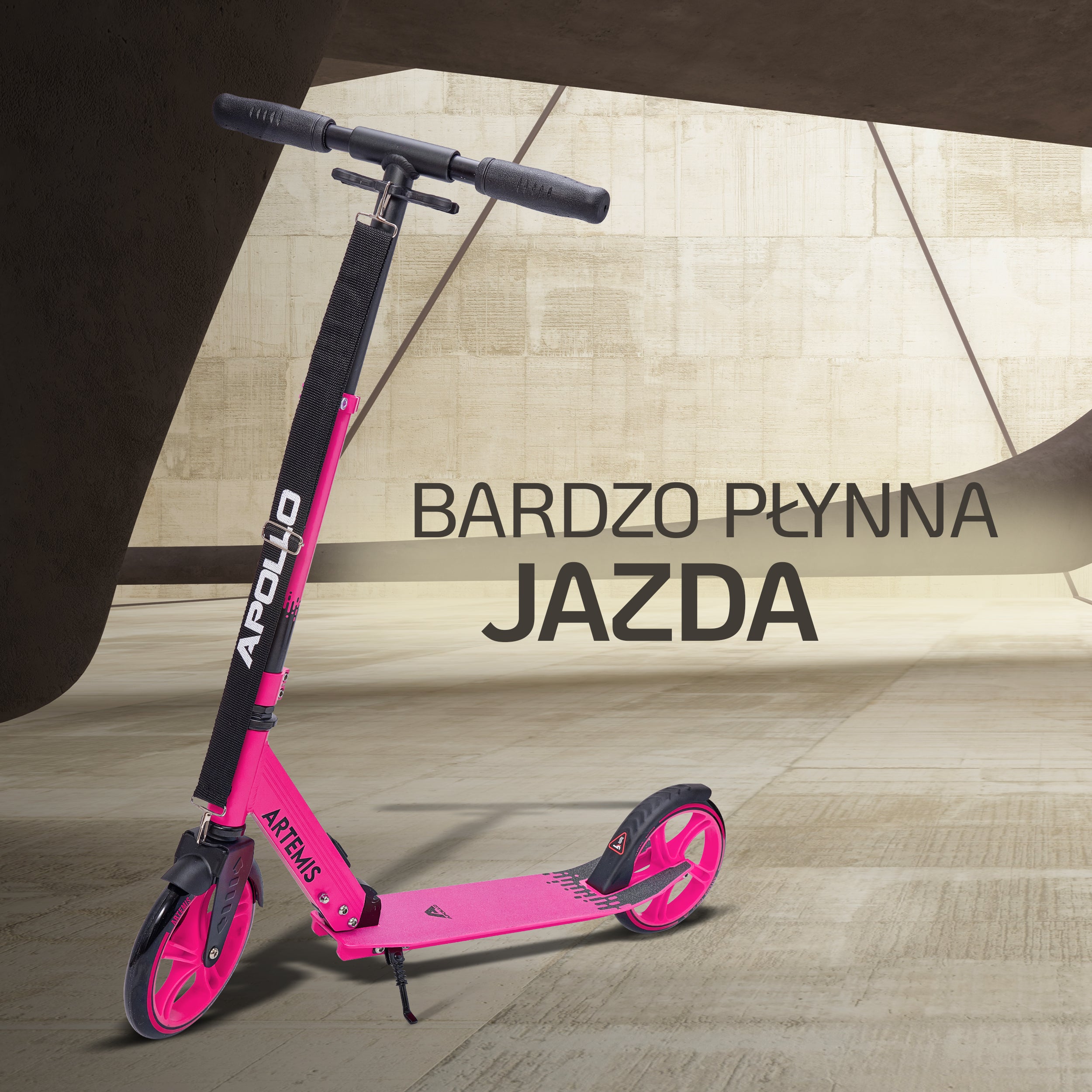 Apollo - Składana hulajnoga miejska „Artemis” z regulowaną wysokością kierownicy dla dzieci i młodzieży - Różowy