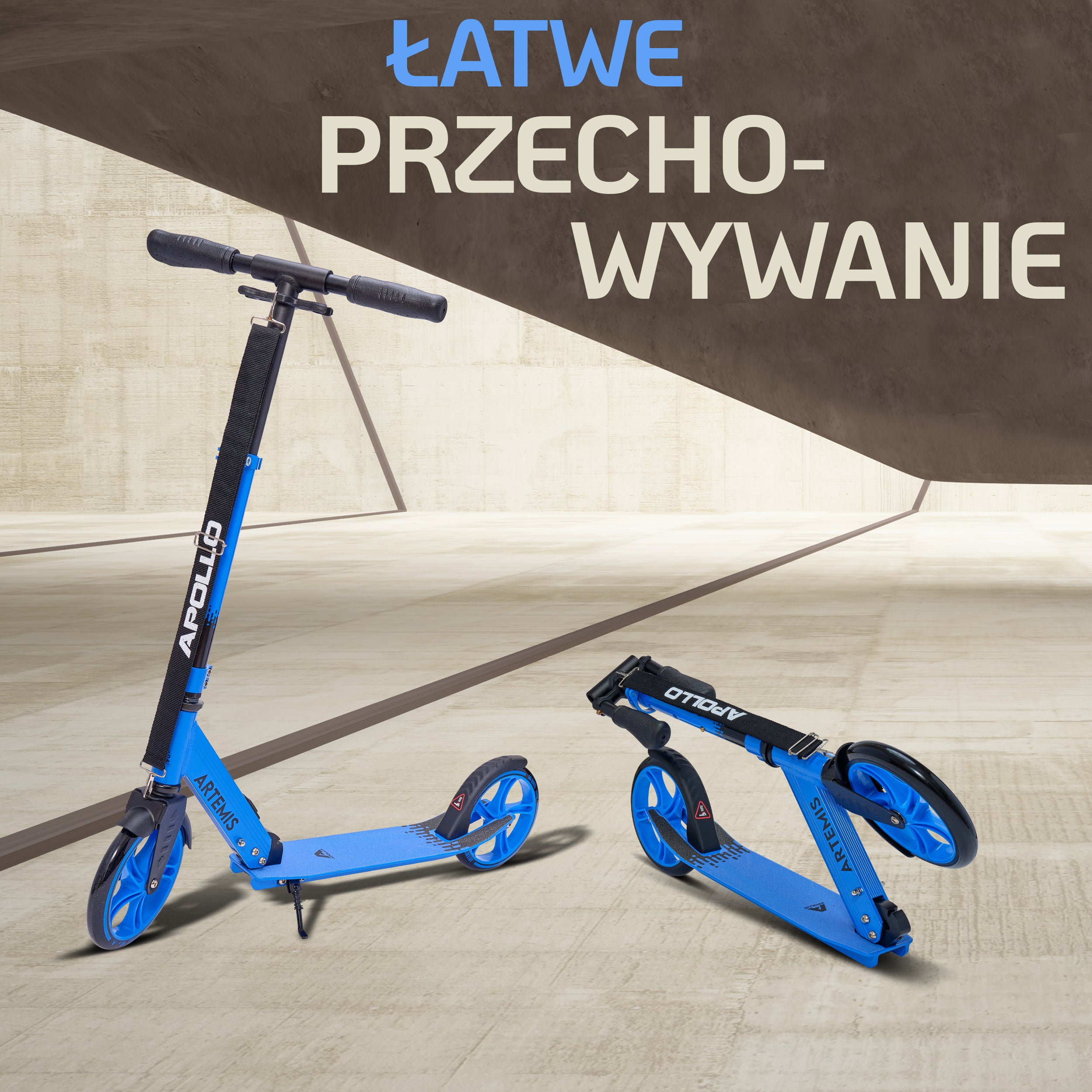 Apollo - Składana hulajnoga miejska „Artemis” z regulowaną wysokością kierownicy dla dzieci i młodzieży - Niebieski