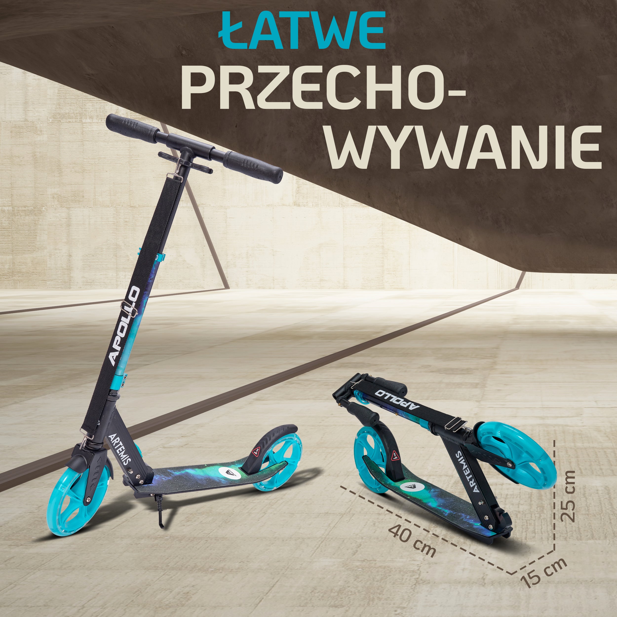 Apollo - Składana hulajnoga miejska „Artemis” z regulowaną wysokością kierownicy dla dzieci i młodzieży - Galaxy