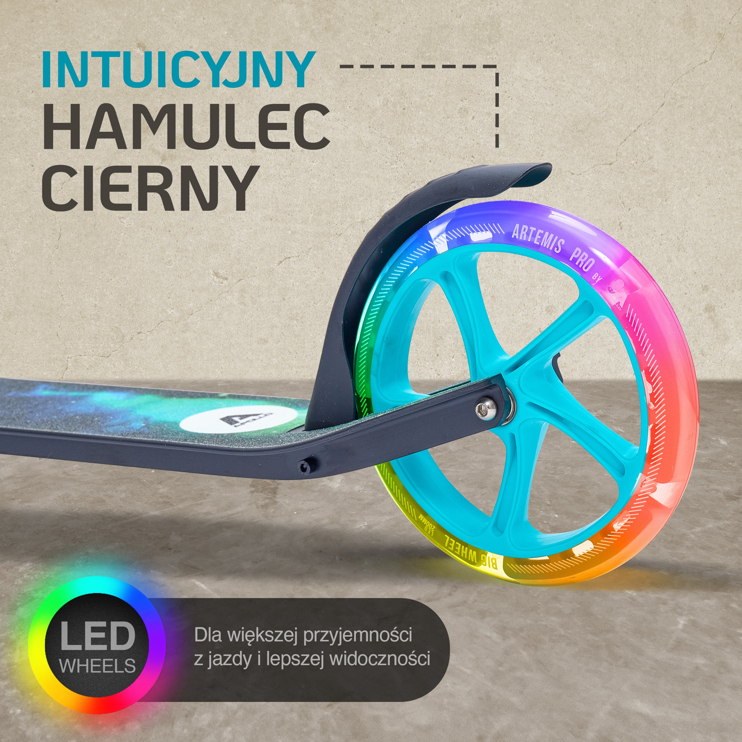 Apollo - Składana hulajnoga miejska „Artemis” z regulowaną wysokością kierownicy dla dzieci i młodzieży - Galaxy