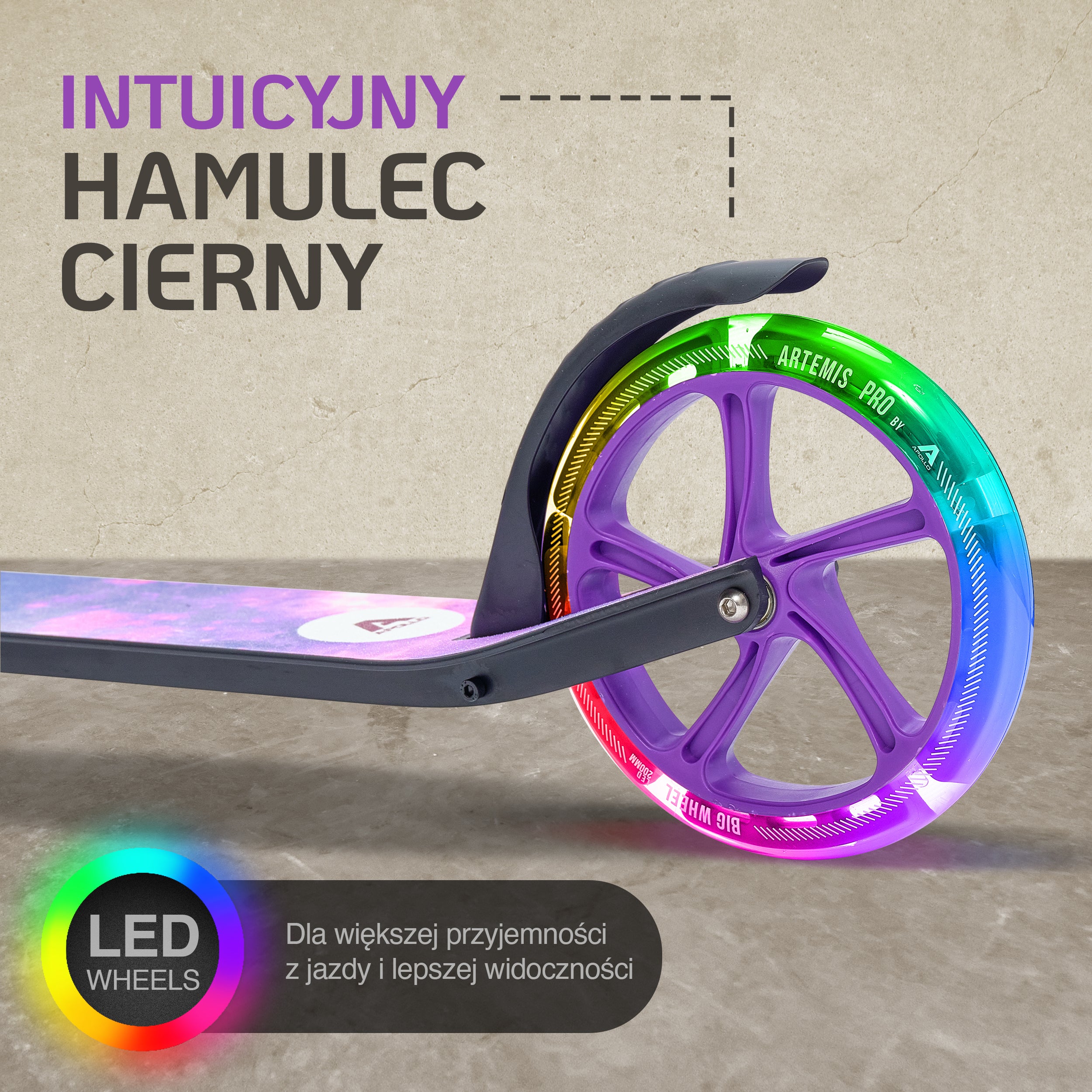 Apollo - Składana hulajnoga miejska „Artemis” z regulowaną wysokością kierownicy dla dzieci i młodzieży - Starlight