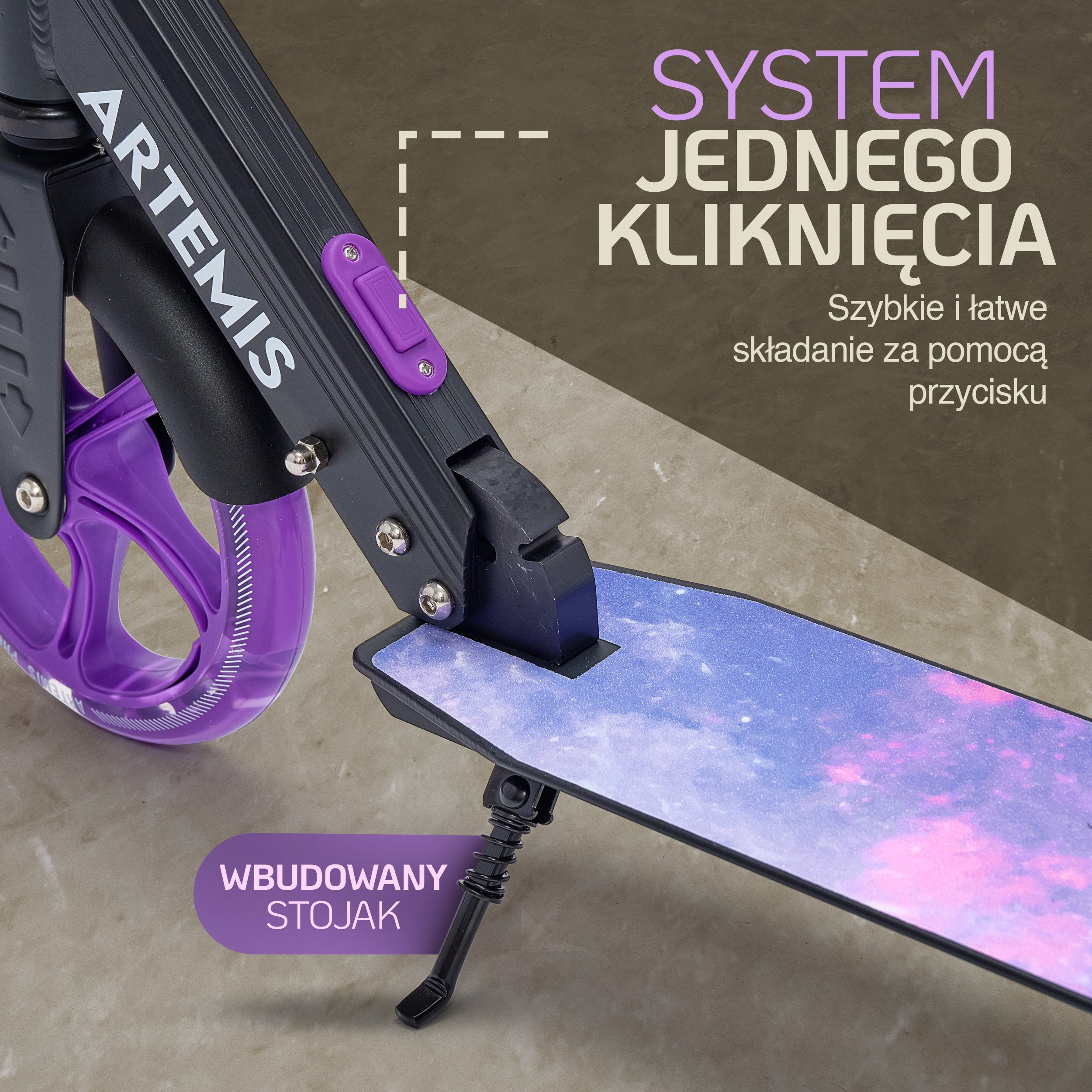 Apollo - Składana hulajnoga miejska „Artemis” z regulowaną wysokością kierownicy dla dzieci i młodzieży - Starlight