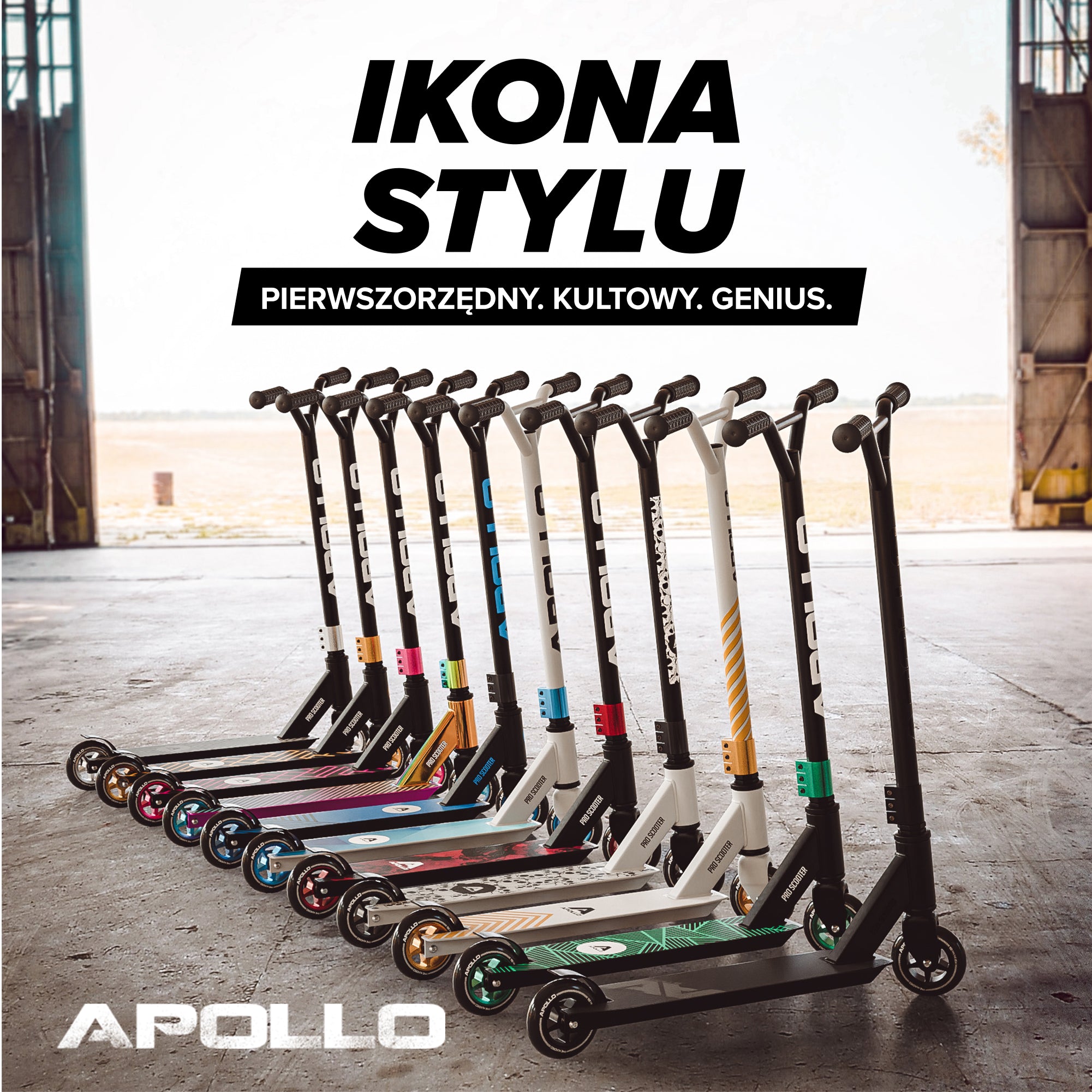 Apollo - Hulajnoga stunt „Genius Pro" - wytrzymała hulajnoga dla dzieci z łożyskami ABEC 9 - Czarny