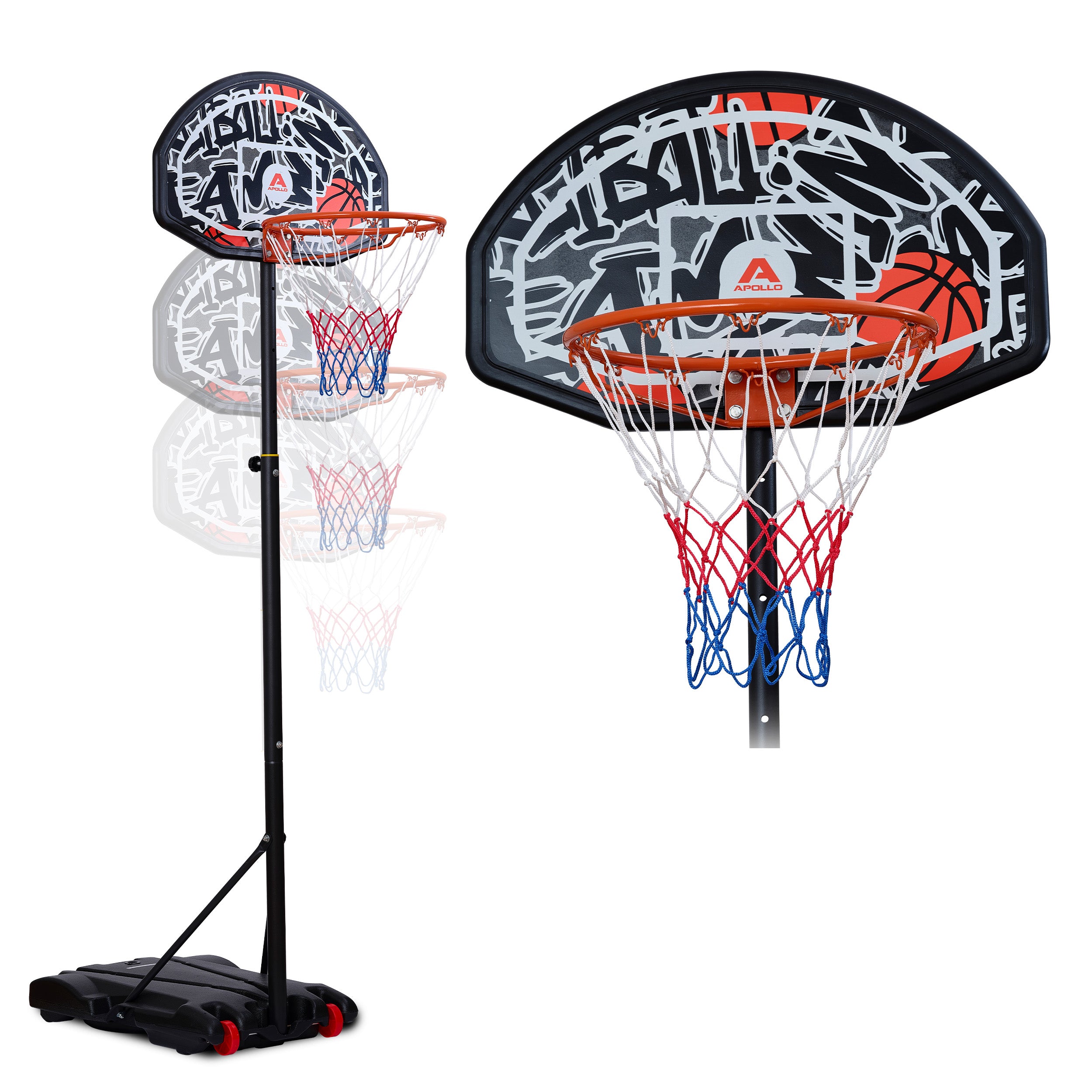 Apollo - Apollo kosz do koszykówki ze stojakiem i kółkami - Graffiti