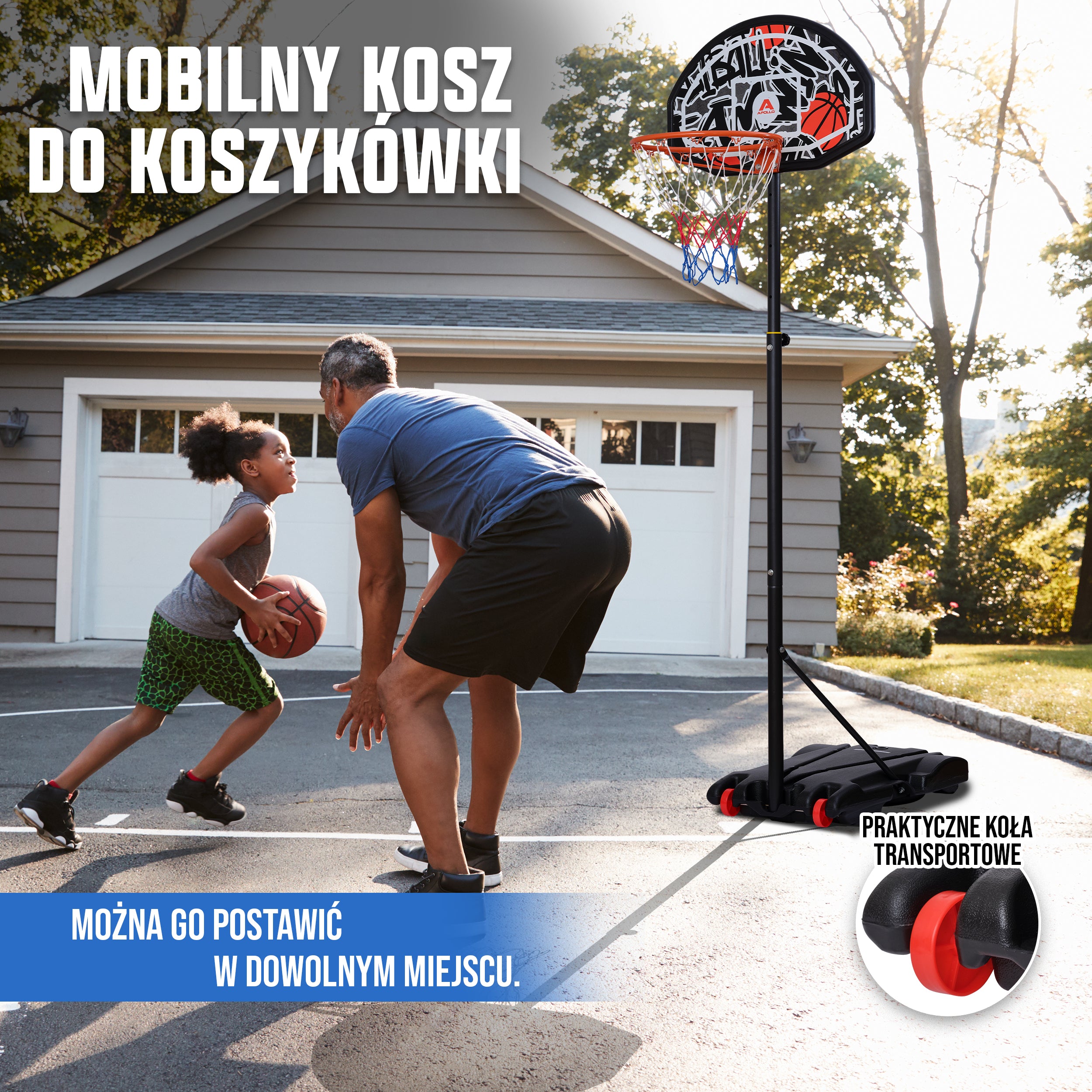 Apollo - Apollo kosz do koszykówki ze stojakiem i kółkami - Graffiti
