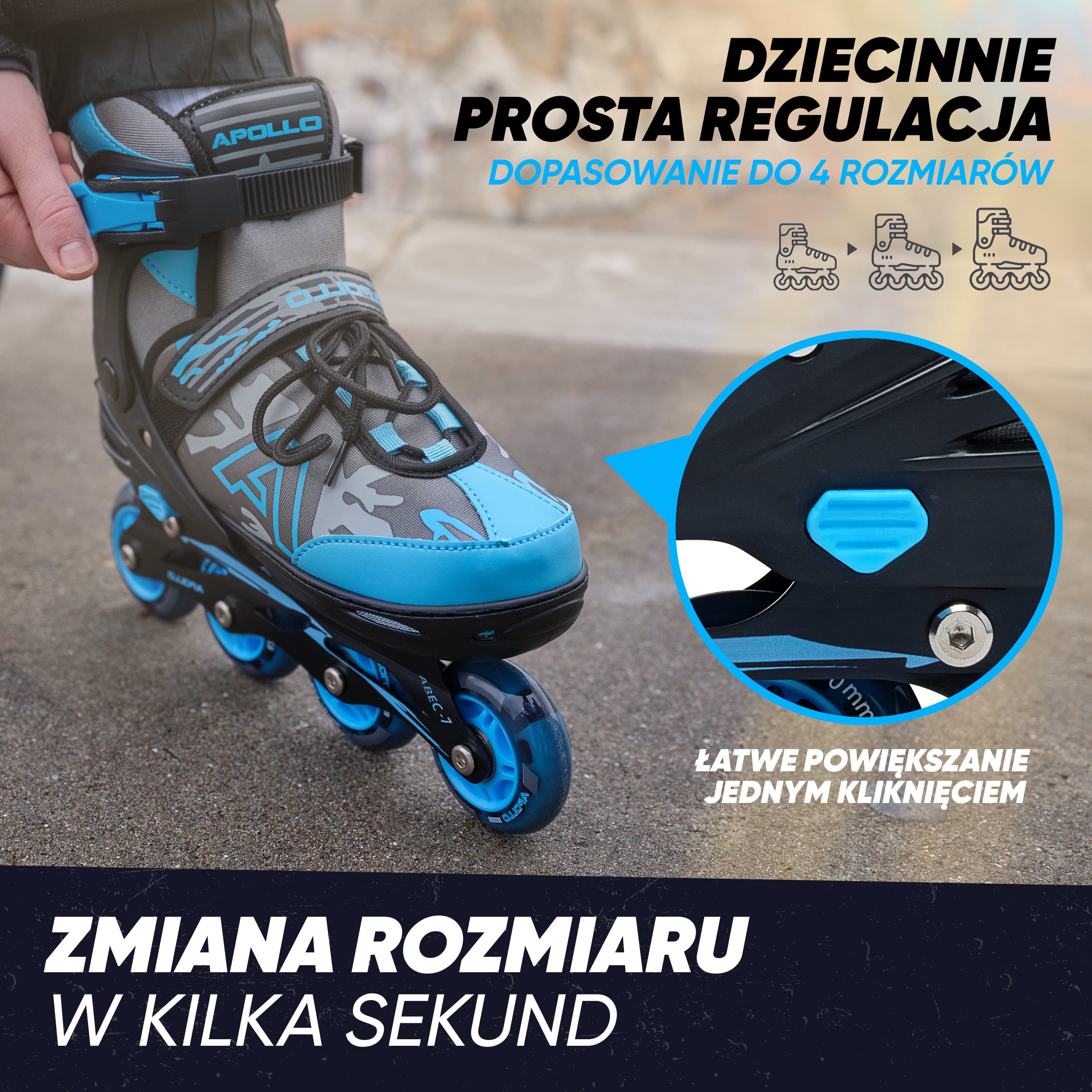 Apollo Funsport PL - Champion - Regulowane rolki - niebieski - L (39-42)