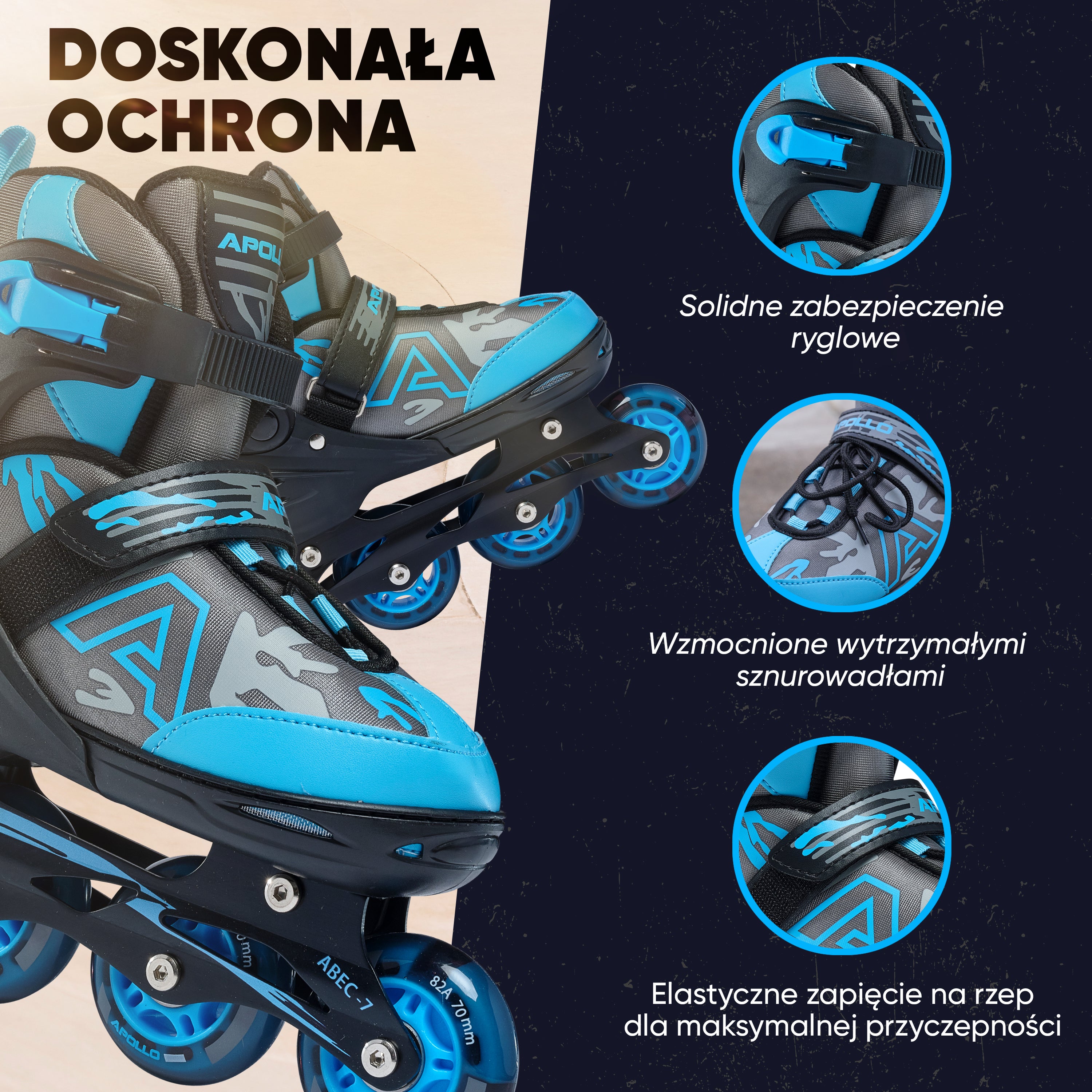 Apollo Funsport PL - Champion - Regulowane rolki - niebieski - L (39-42)