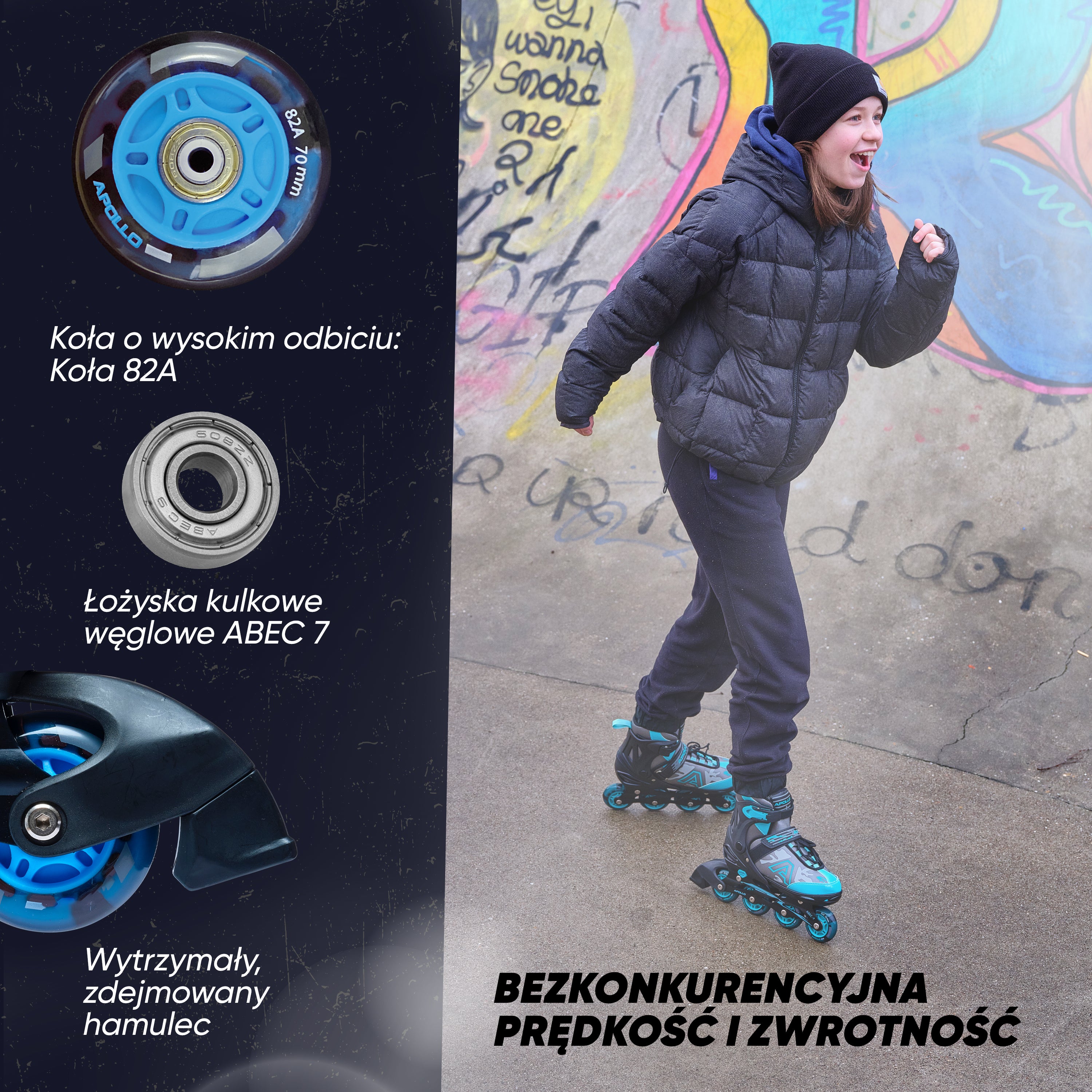 Apollo Funsport PL - Champion - Regulowane rolki - niebieski - L (39-42)