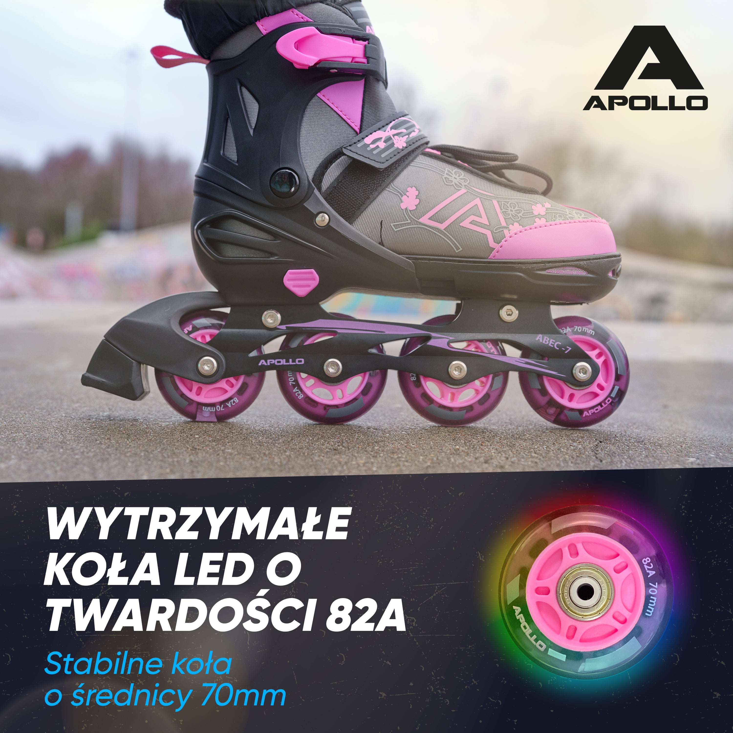 Apollo Funsport PL - Champion - Regulowane rolki - różowy - L (39-42)