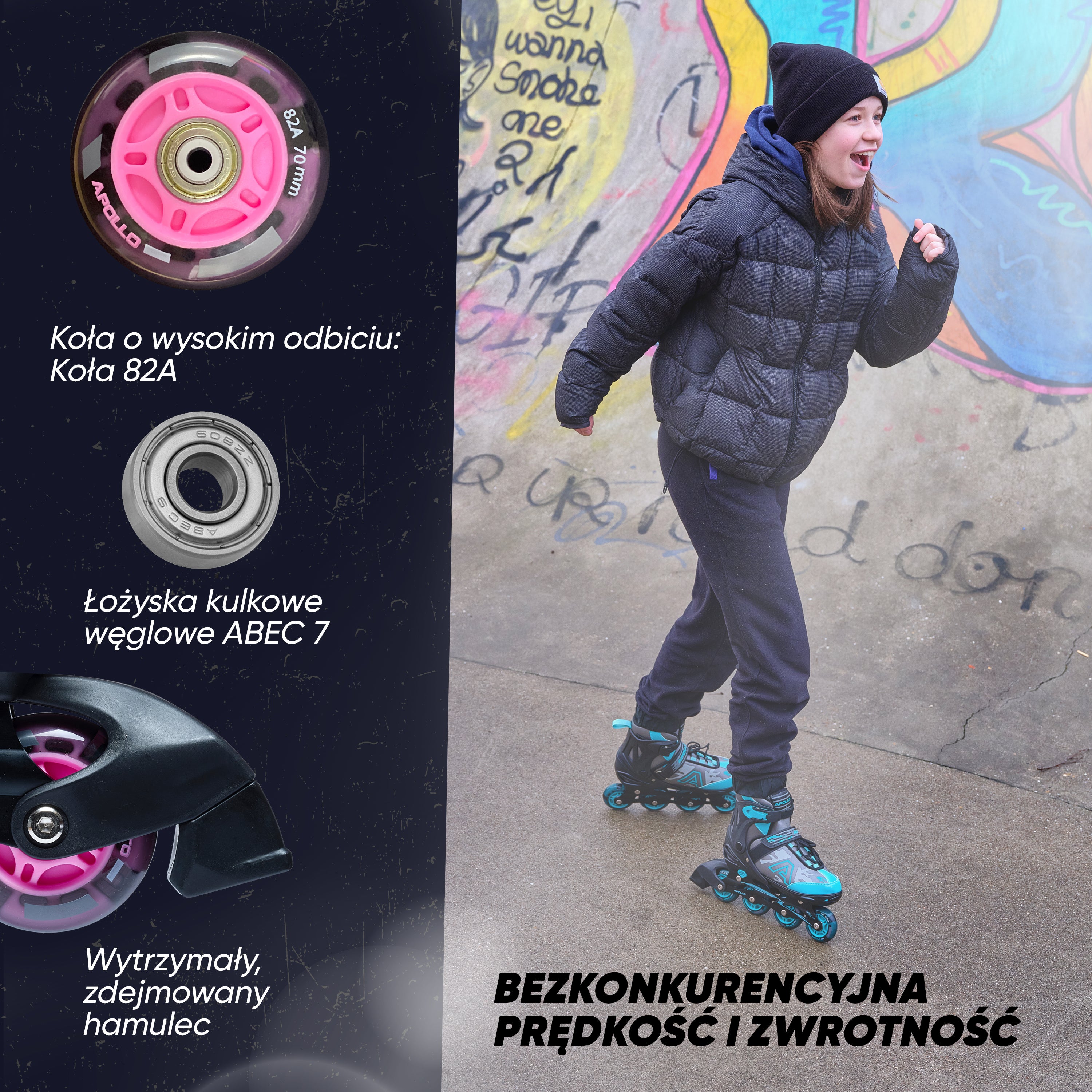 Apollo Funsport PL - Champion - Regulowane rolki - różowy - L (39-42)