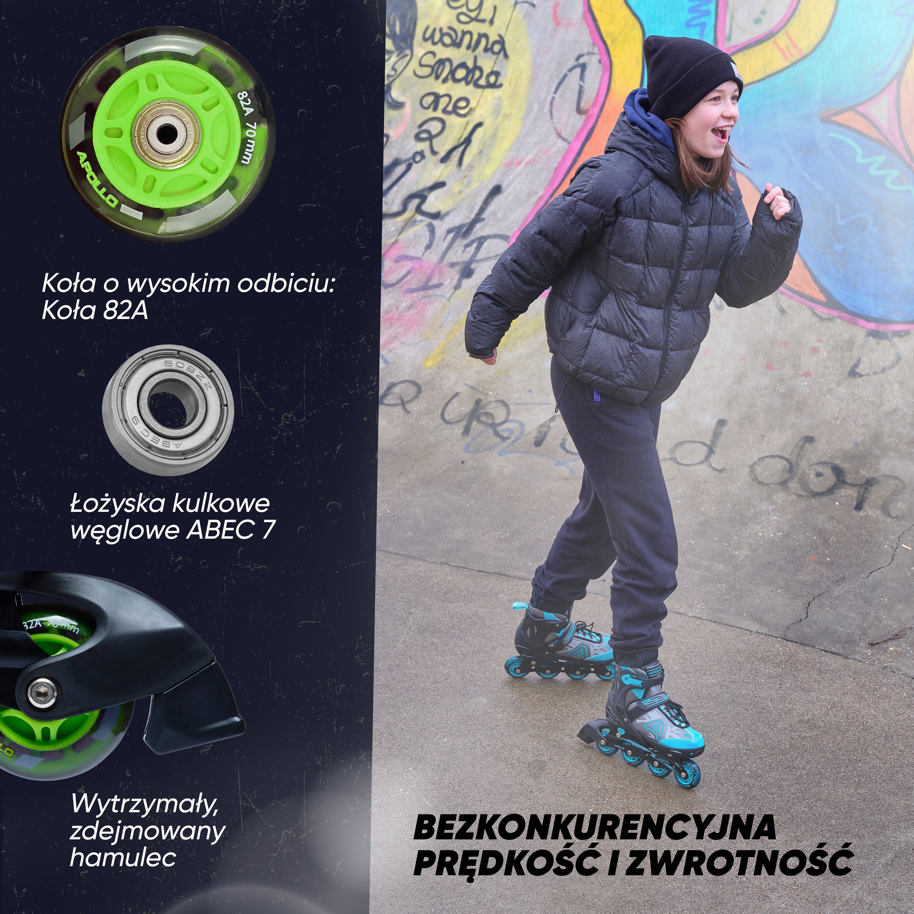 Apollo Funsport PL - Champion - Regulowane rolki - zielony - L (39-42)