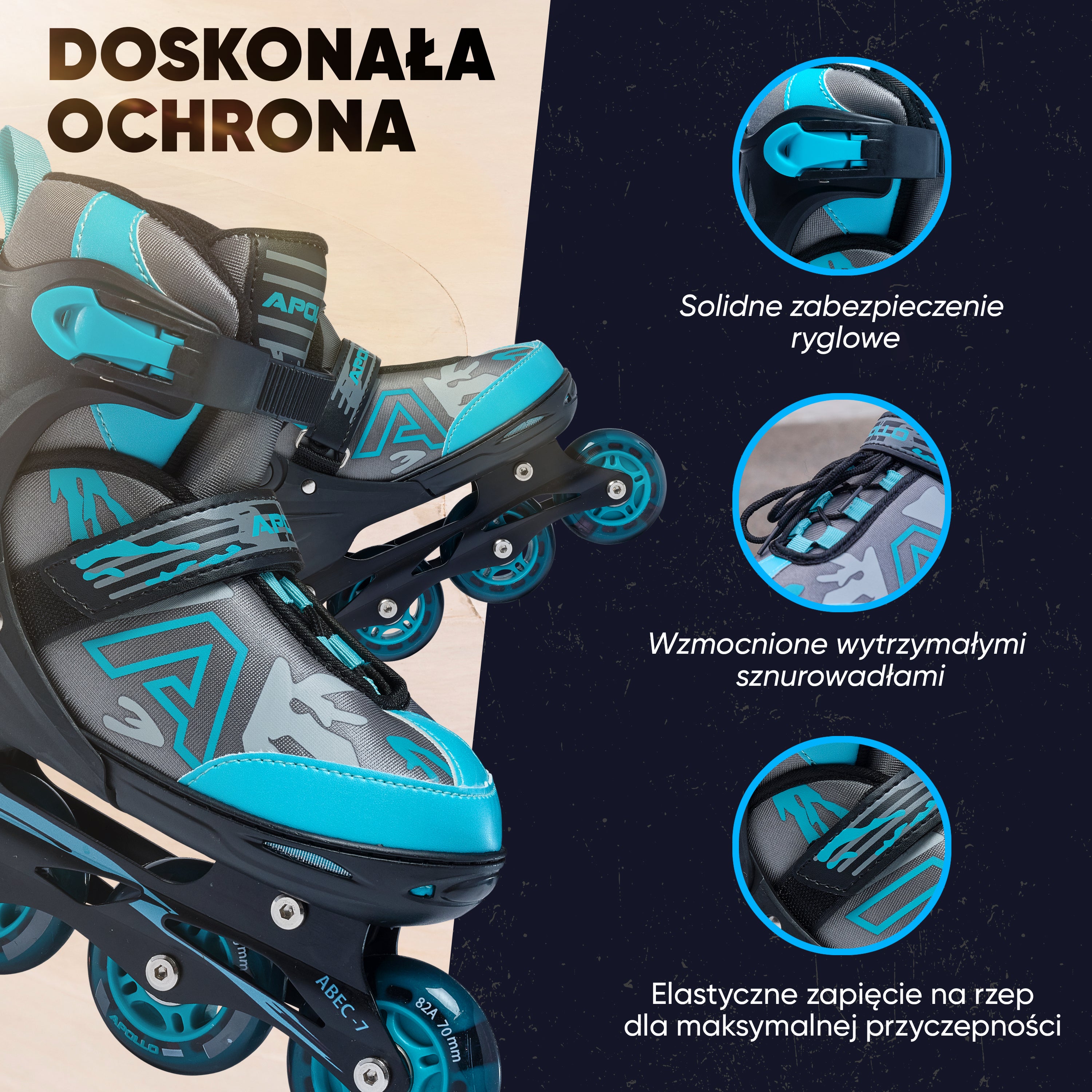 Apollo Funsport PL - Champion - Regulowane rolki - miętowy - L (39-42)