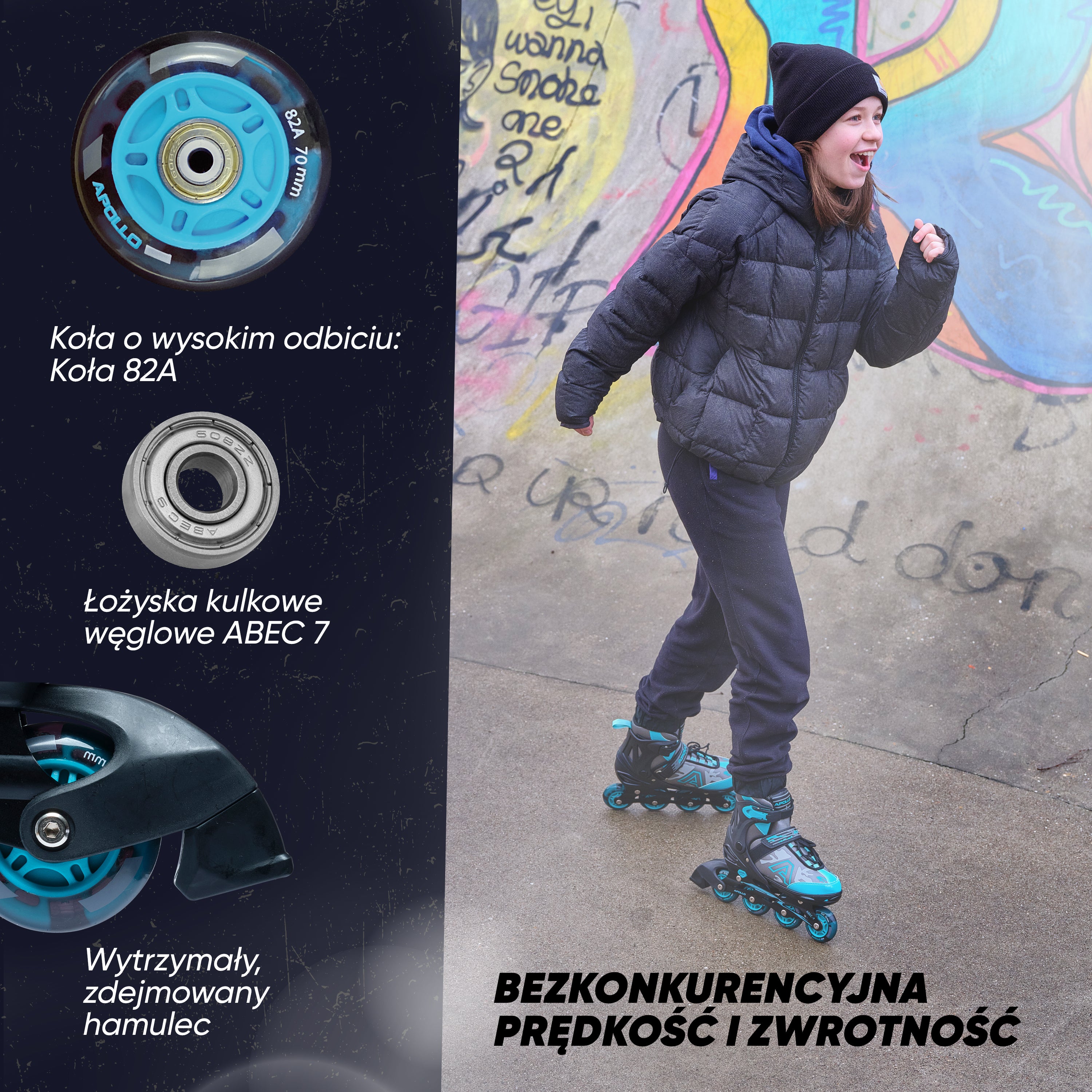 Apollo Funsport PL - Champion - Regulowane rolki - miętowy - L (39-42)