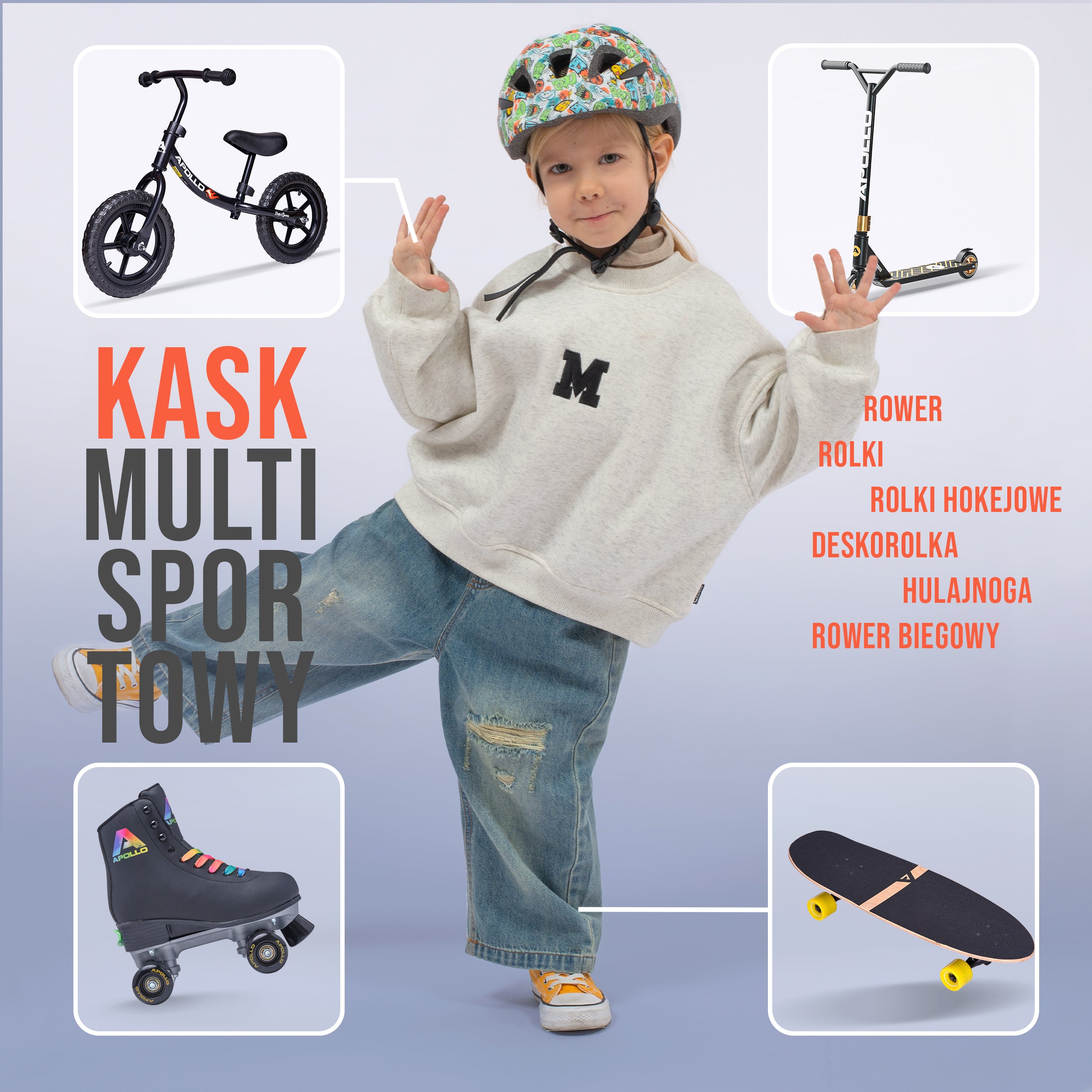 Apollo - Apollo kask rowerowy dla dzieci, kask dla dzieci i młodzieży, kask multi-sportowy - Monsta Mania