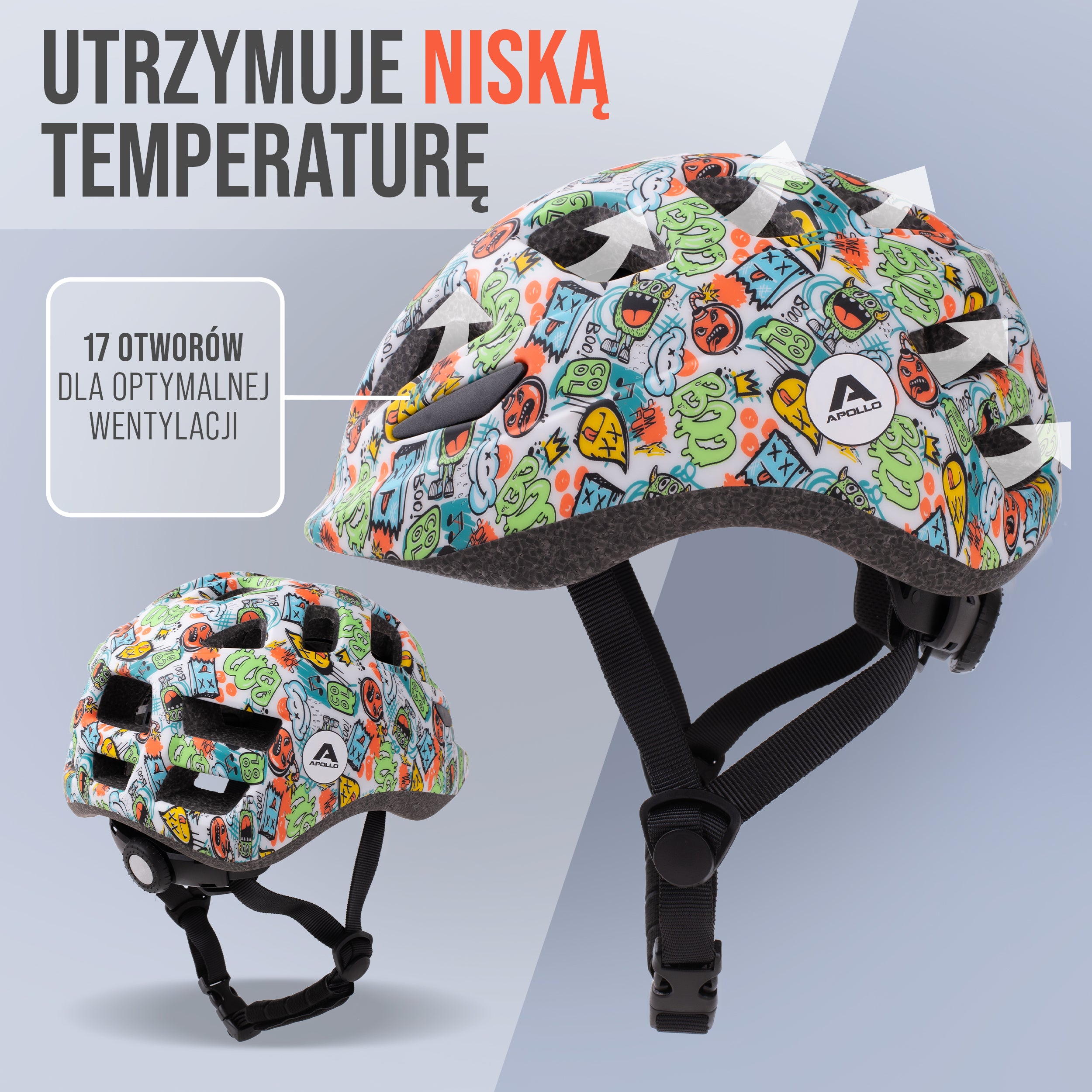 Apollo - Apollo kask rowerowy dla dzieci, kask dla dzieci i młodzieży, kask multi-sportowy - Monsta Mania
