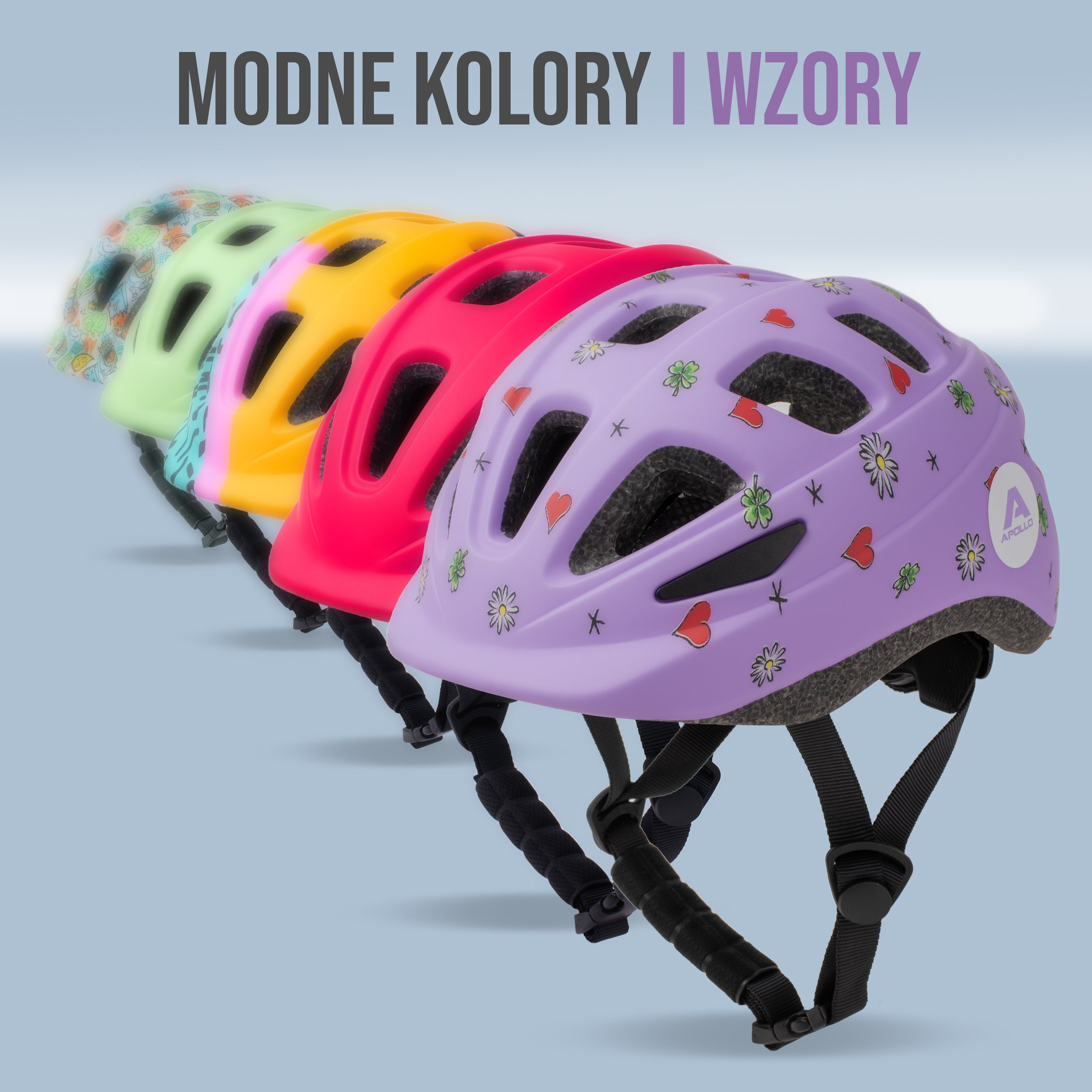 Apollo - Apollo kask rowerowy dla dzieci, kask dla dzieci i młodzieży, kask multi-sportowy - Flower Love