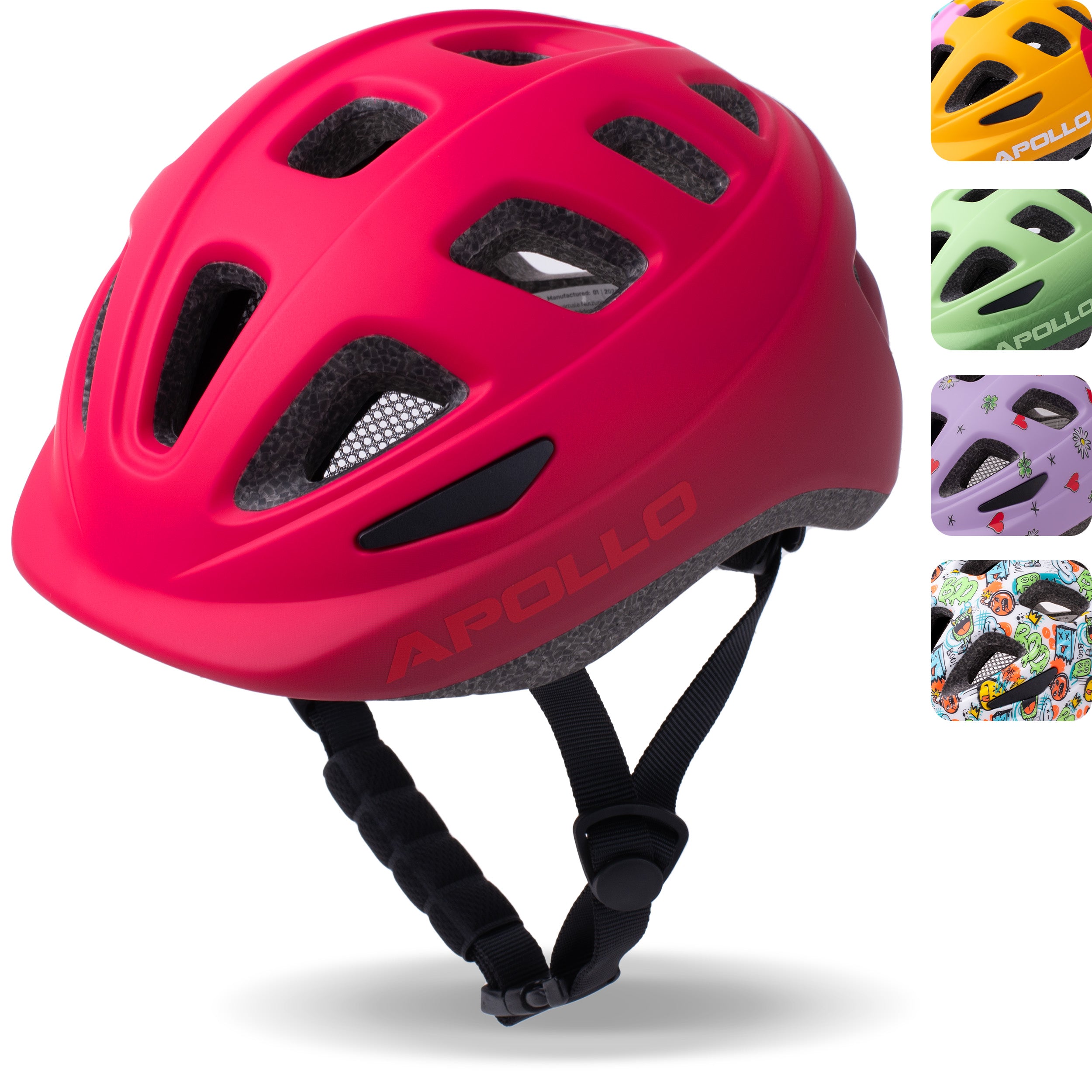 Apollo - Apollo kask rowerowy dla dzieci, kask dla dzieci i młodzieży, kask multi-sportowy - Red Fade