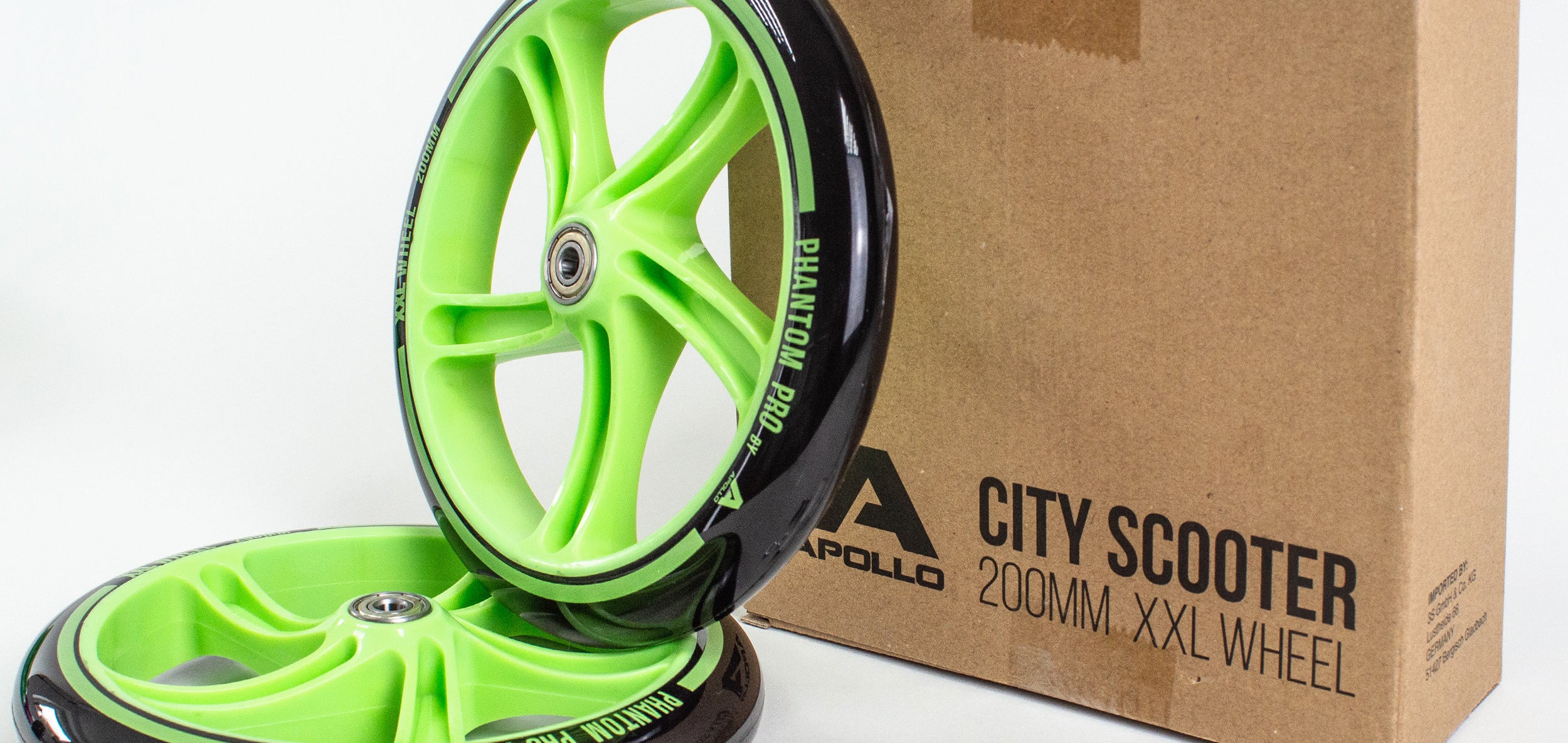 Apollo - 200 mm zestaw zapasowych kół do City Scooter - Phantom / Spectre - Zielony Czarny