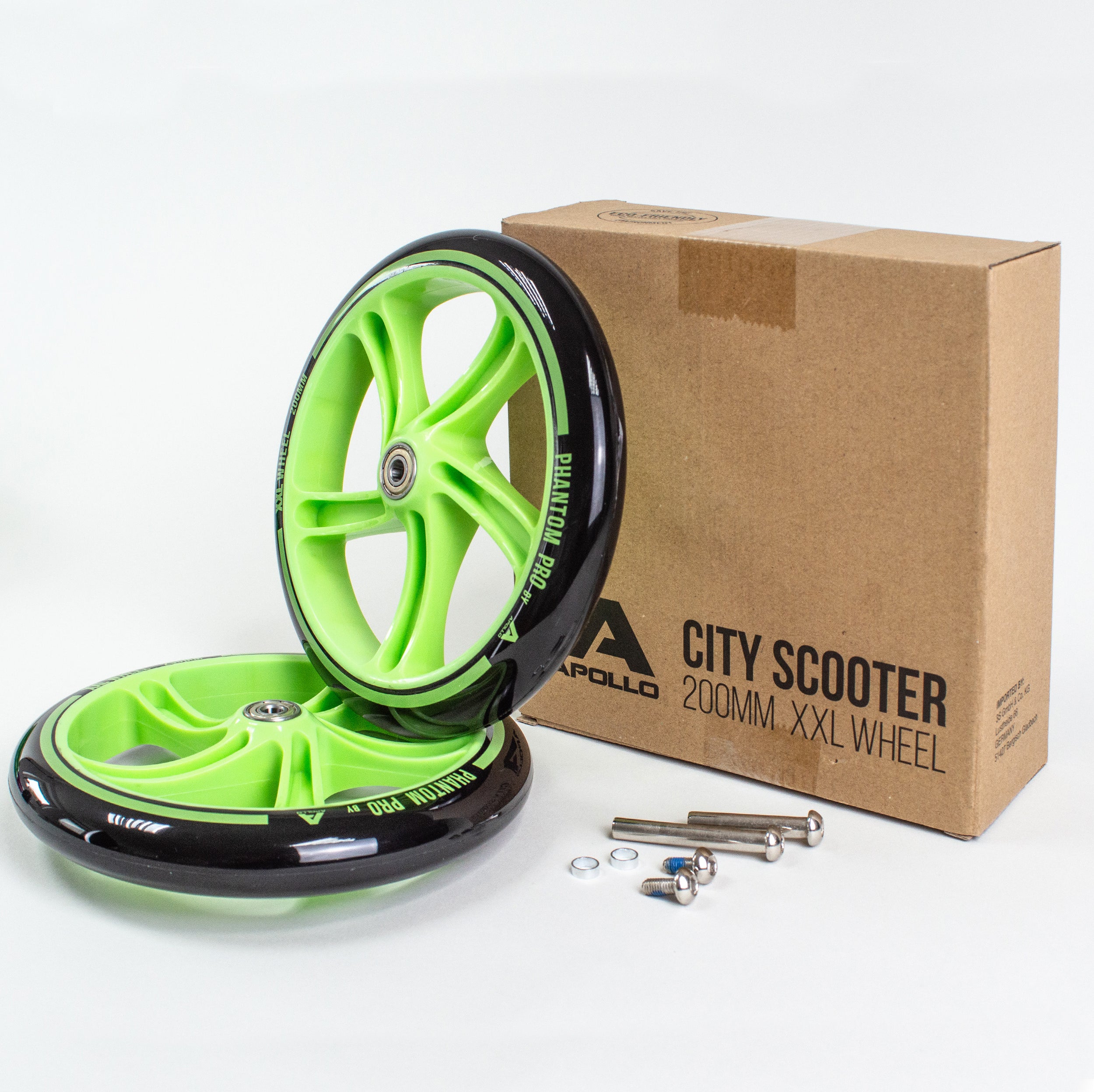 Apollo - 200 mm zestaw zapasowych kół do City Scooter - Phantom / Spectre - Zielony Czarny