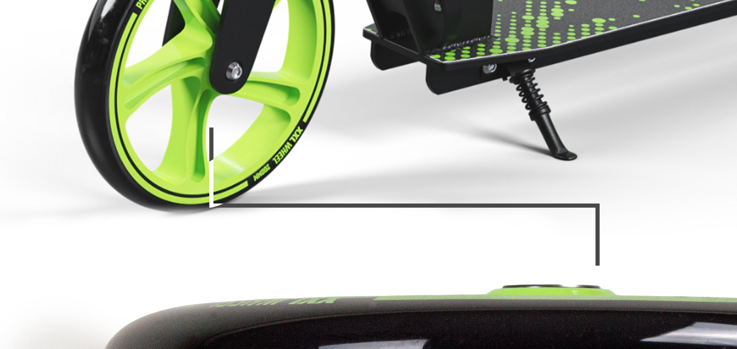 Apollo - 200 mm zestaw zapasowych kół do City Scooter - Phantom / Spectre - Zielony Czarny