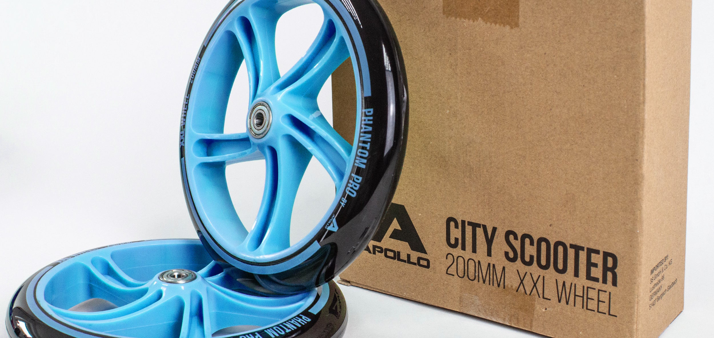 Apollo - 200 mm zestaw zapasowych kół do City Scooter - Phantom / Spectre - Niebieski Czarny