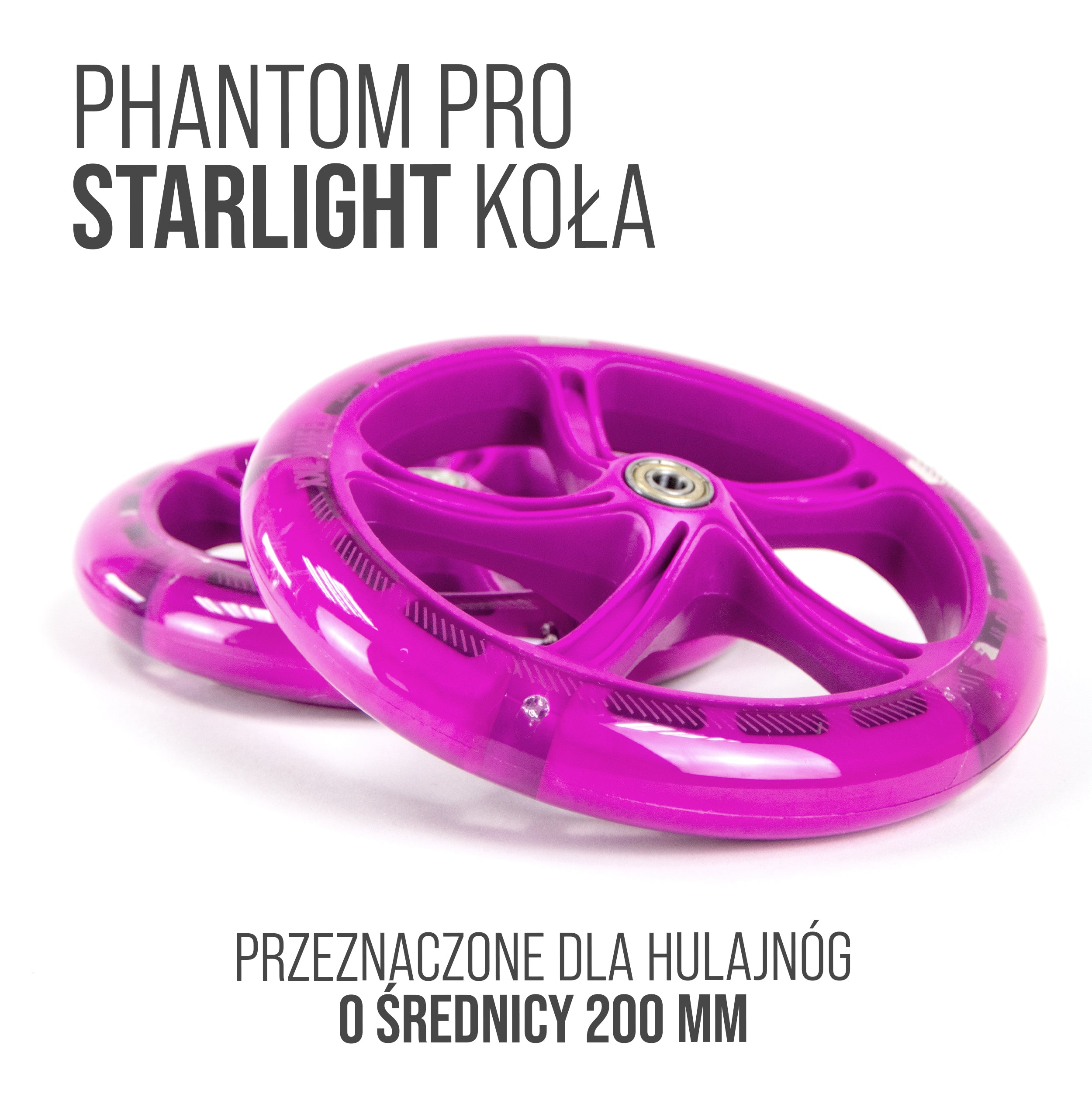 Apollo - 200 mm zestaw zapasowych kół do City Scooter - Phantom / Spectre - LED Różowy Transparent