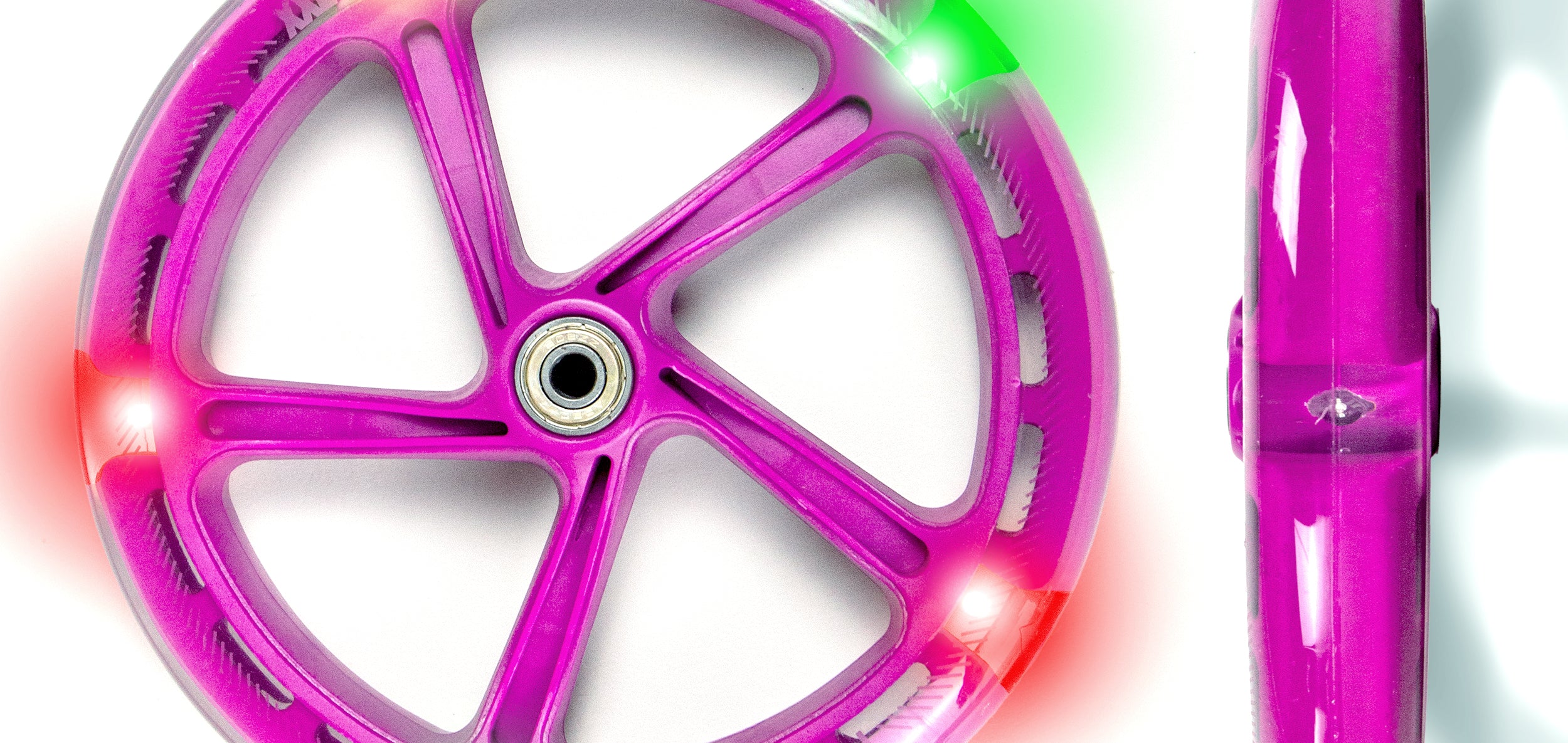 Apollo - 200 mm zestaw zapasowych kół do City Scooter - Phantom / Spectre - LED Różowy Transparent