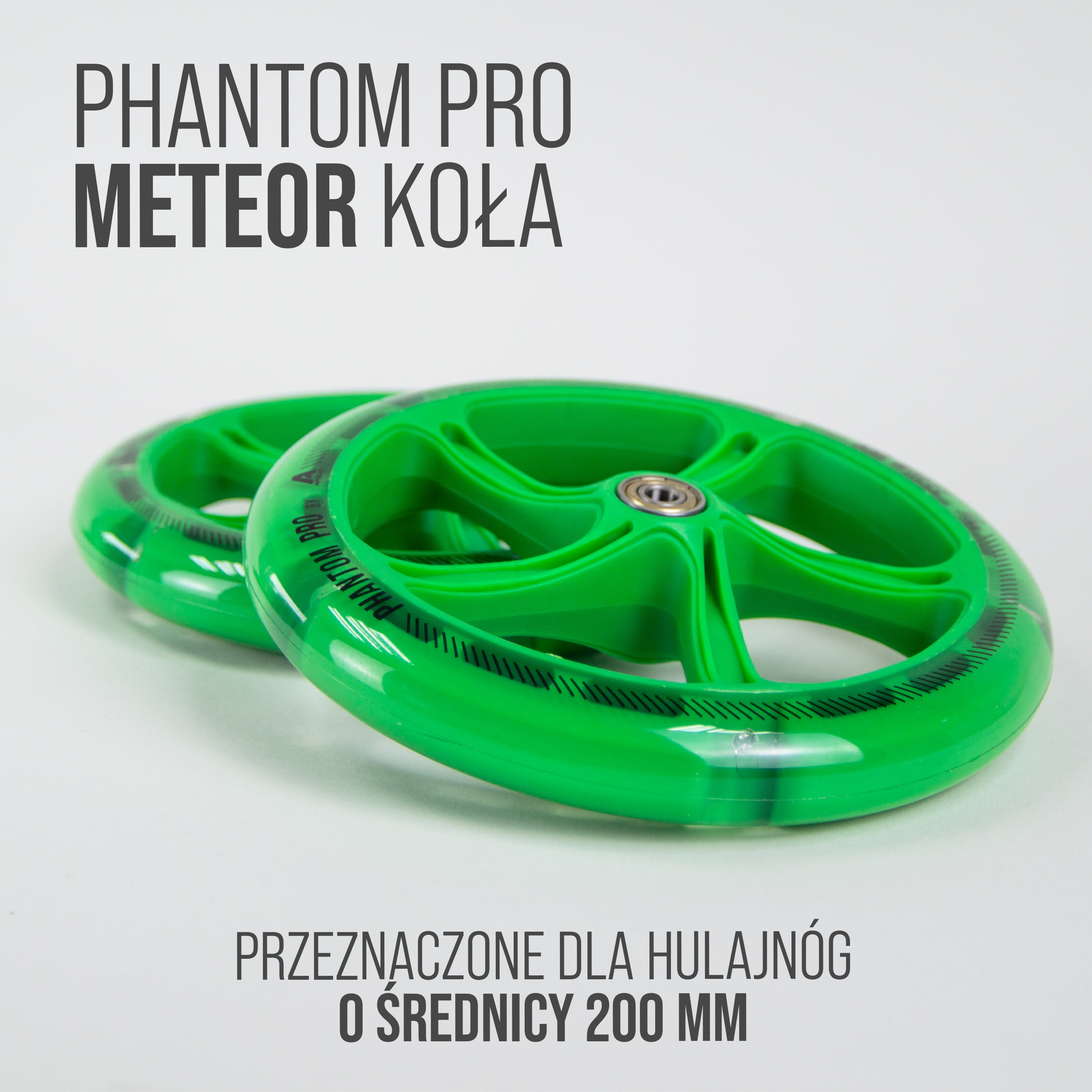 Apollo - 200 mm zestaw zapasowych kół do City Scooter - Phantom / Spectre - LED Zielony Transparent