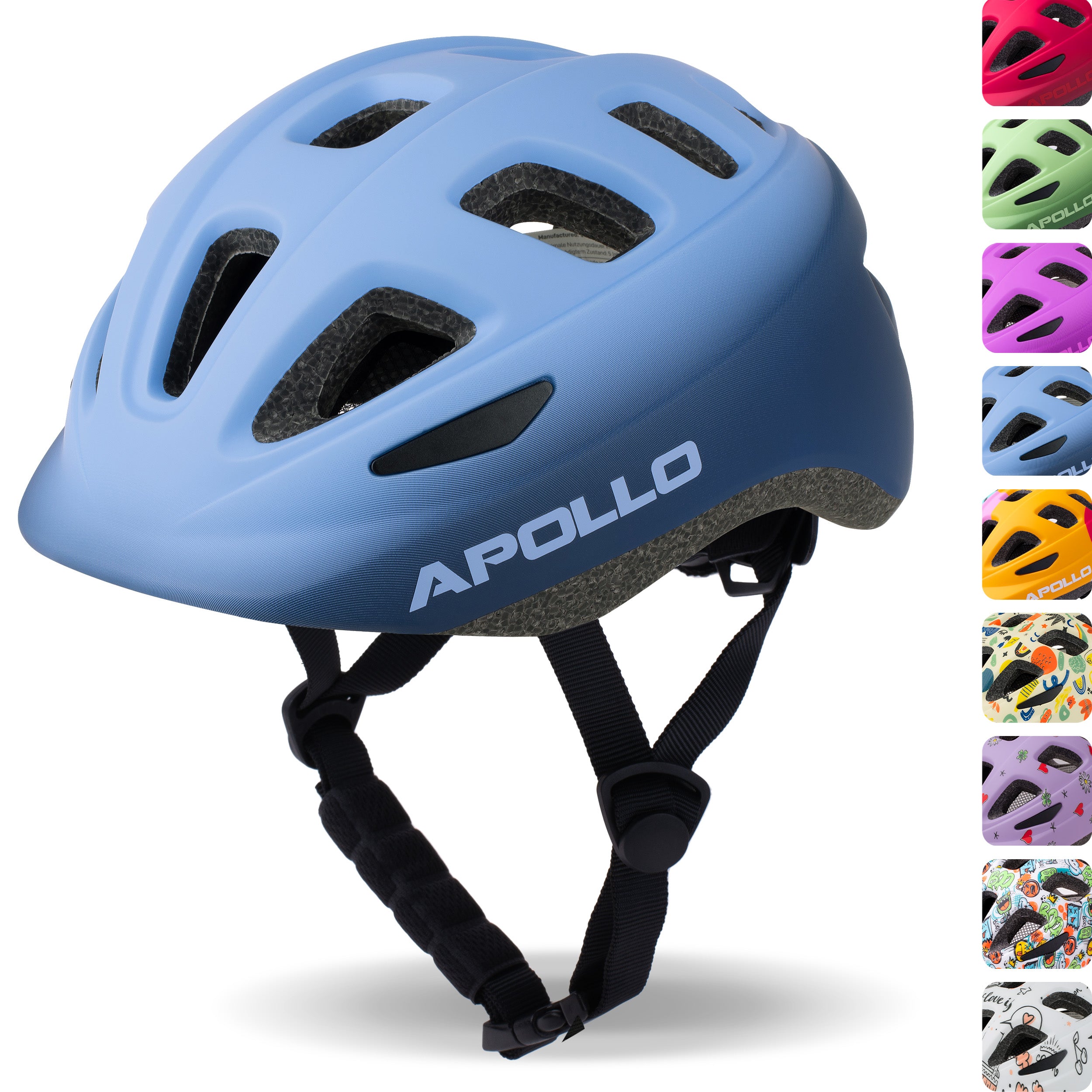 Apollo - Apollo kask rowerowy dla dzieci, kask dla dzieci i młodzieży, kask multi-sportowy - Blue Fade