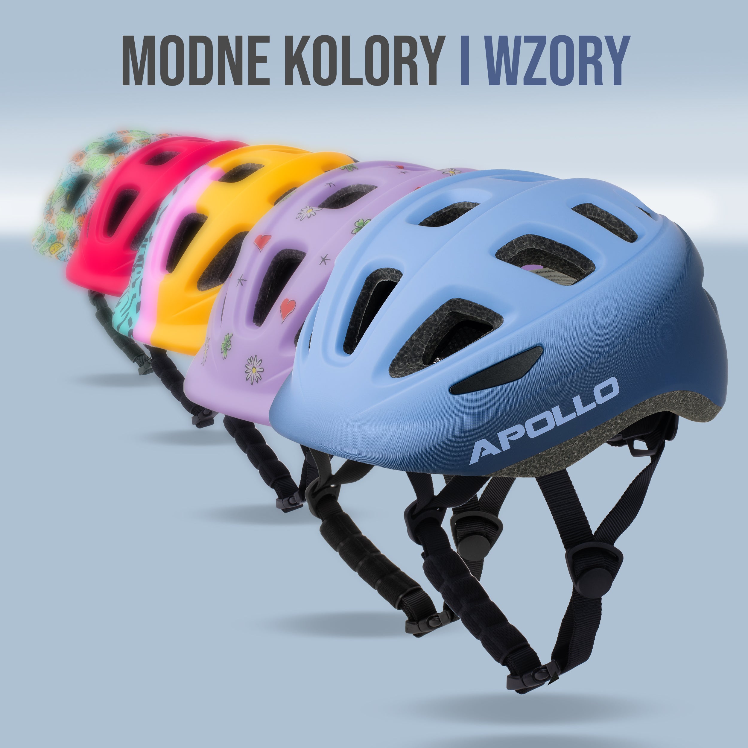 Apollo - Apollo kask rowerowy dla dzieci, kask dla dzieci i młodzieży, kask multi-sportowy - Blue Fade