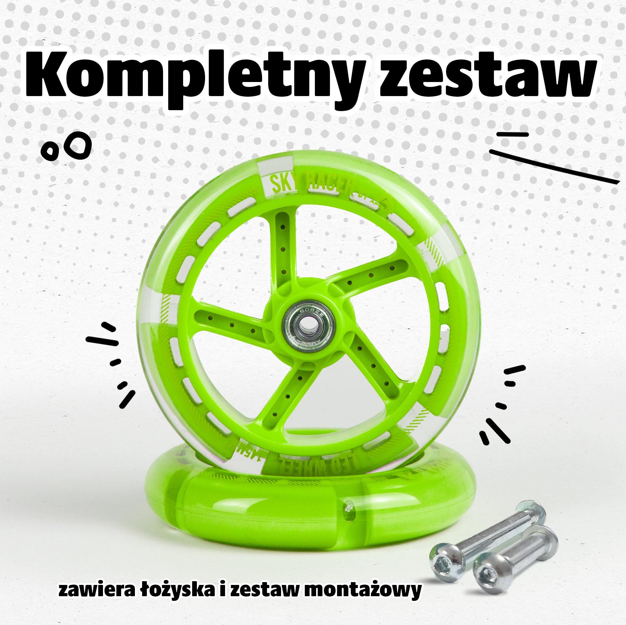 Apollo - Zestaw zapasowych kół do Skyracer - 145 mm - Zielony