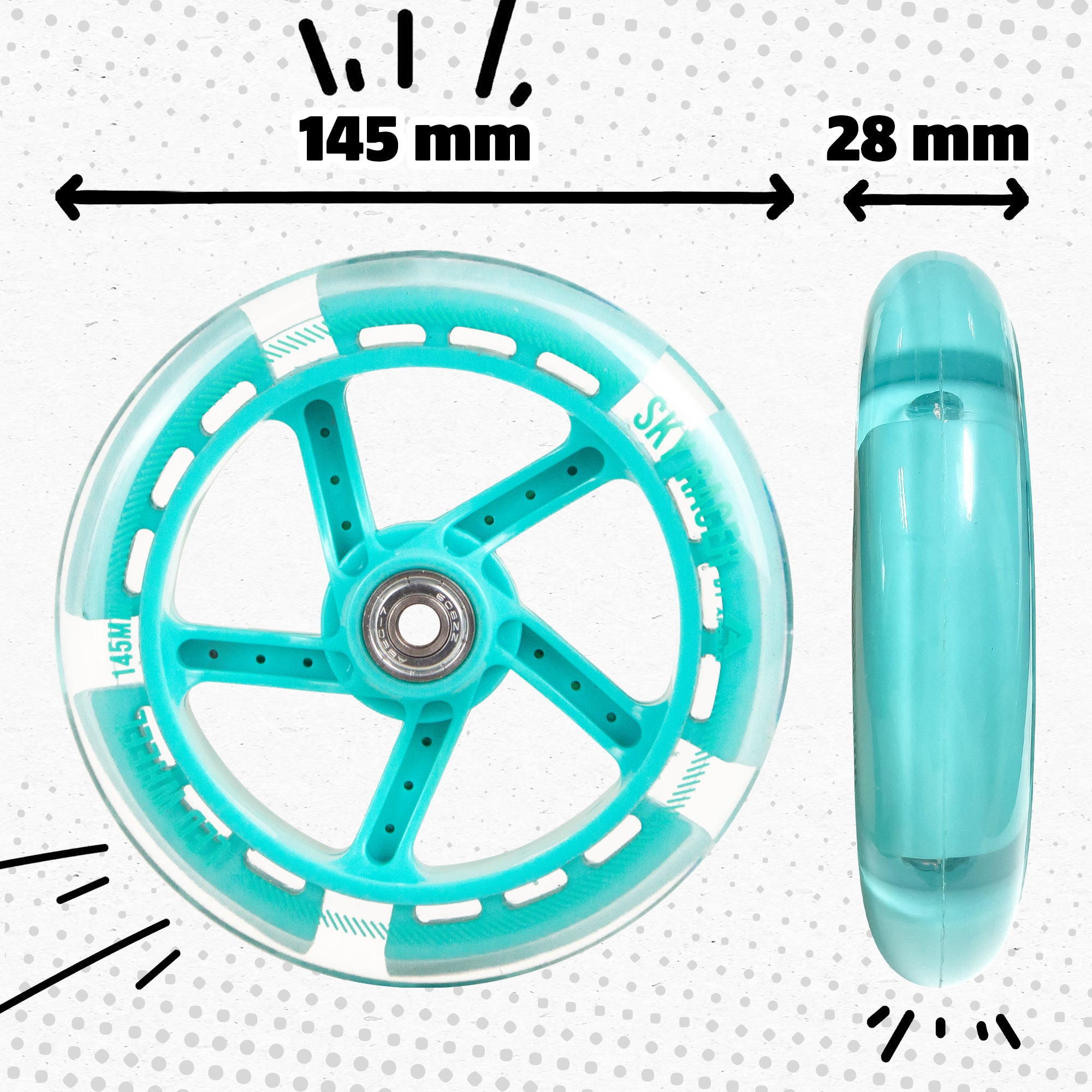 Apollo - Zestaw zapasowych kół do Skyracer - 145 mm - od Apollo - Jasnoniebieski