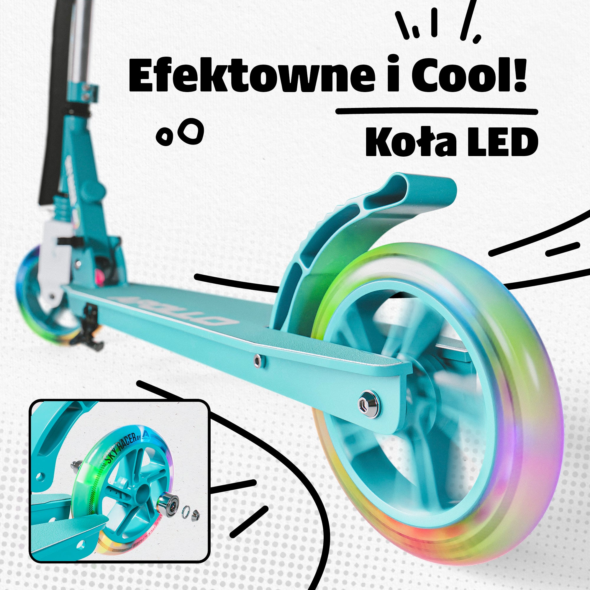 Apollo - Zestaw zapasowych kół do Skyracer - 145 mm - od Apollo - Jasnoniebieski