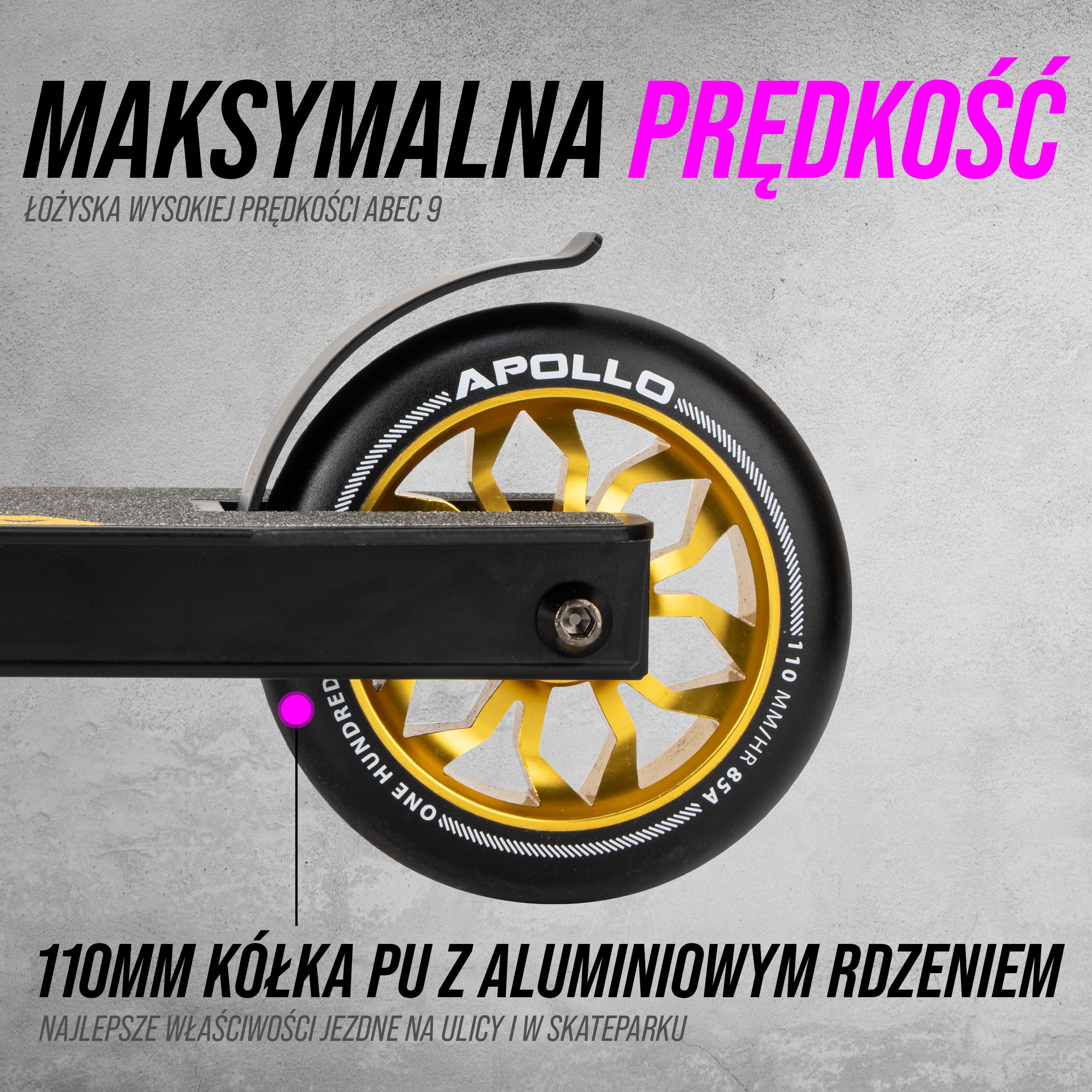 Apollo - Hulajnoga stunt „Hawk” – freestyle kickscooter dla dzieci i dorosłych - Czarny Złoty
