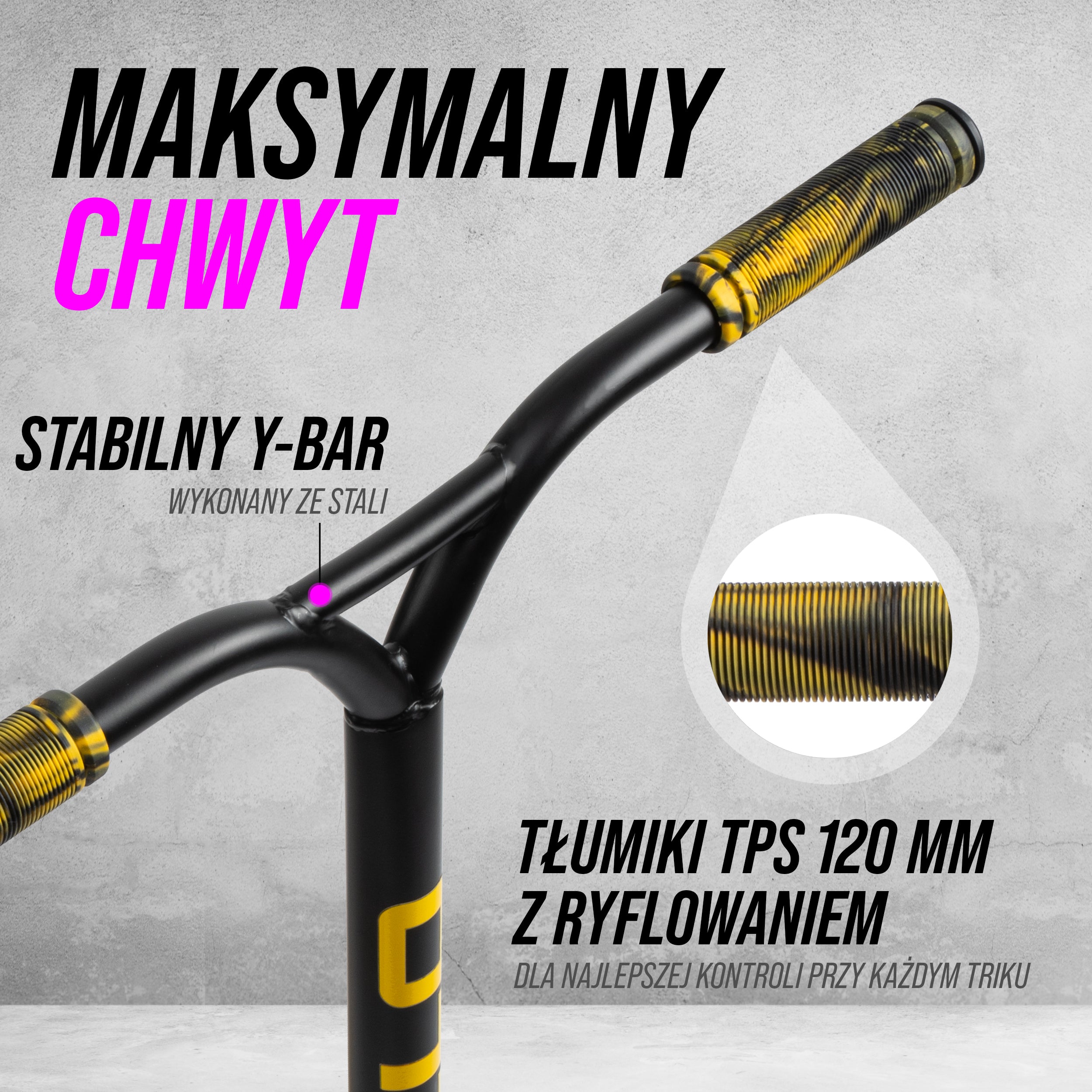 Apollo - Hulajnoga stunt „Hawk” – freestyle kickscooter dla dzieci i dorosłych - Czarny Złoty