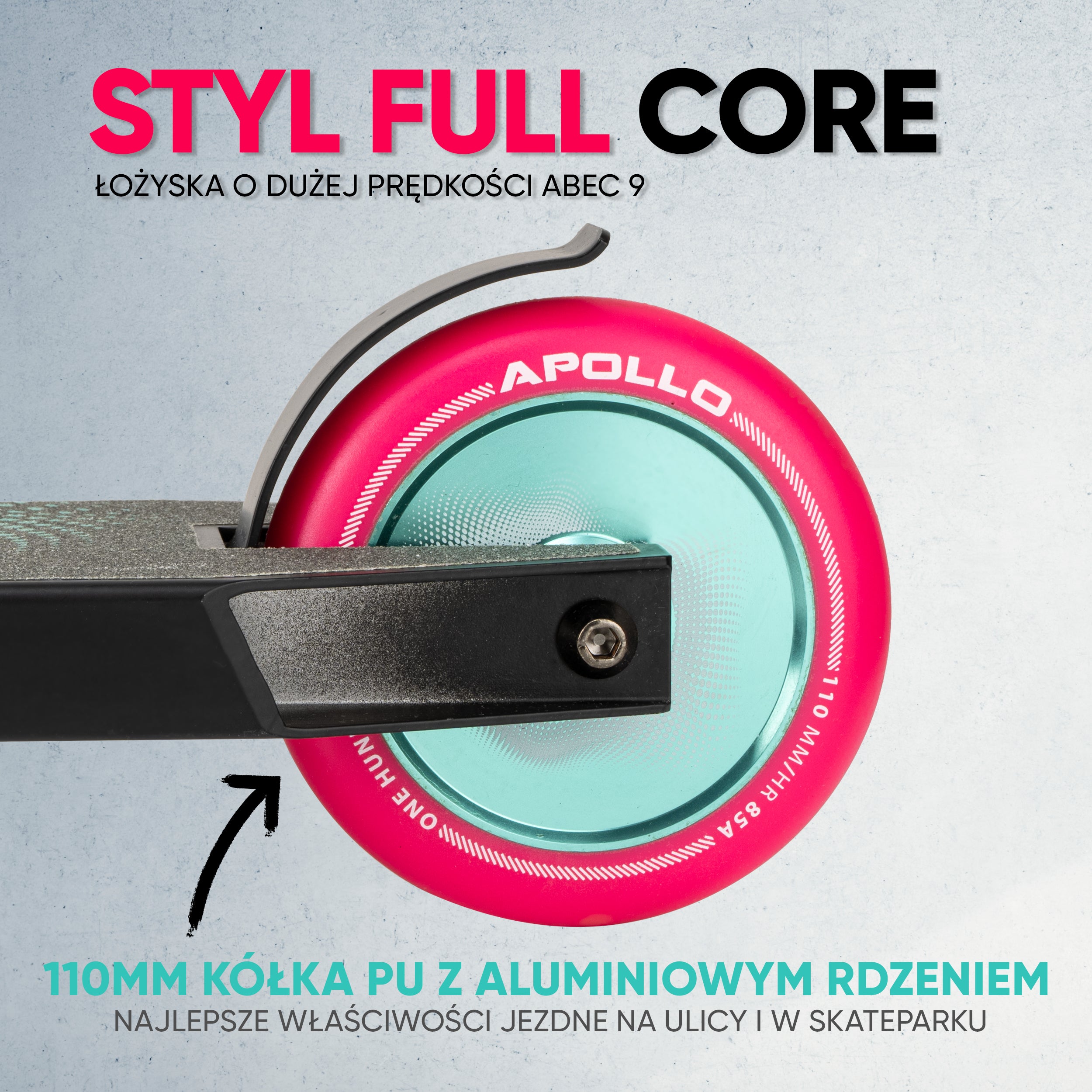 Apollo - Hulajnoga stunt „Eagle” – anodowany profesjonalny stunt roller z łożyskami ABEC 9 - Czarny Miętowy Różowy