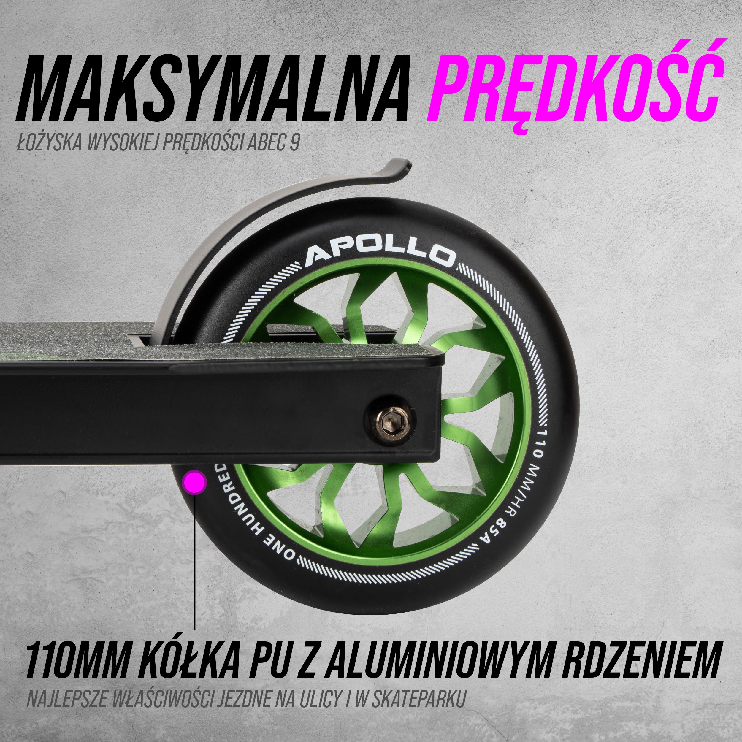 Apollo - Hulajnoga stunt „Hawk” – freestyle kickscooter dla dzieci i dorosłych - Czarny Zielony
